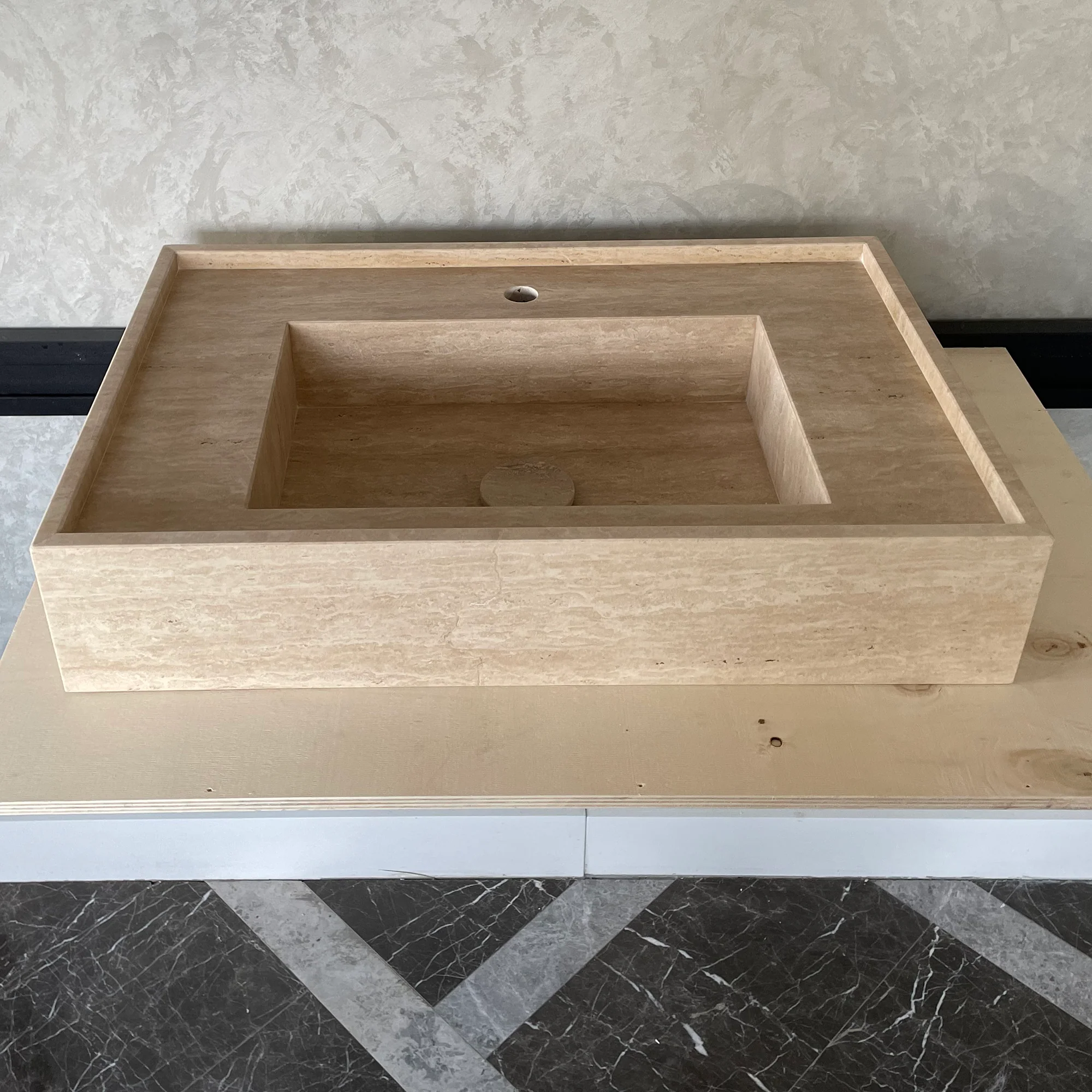 HANDCRAFTED CUSTOM TRAVERTINE SINK (TR-048) - Image 7