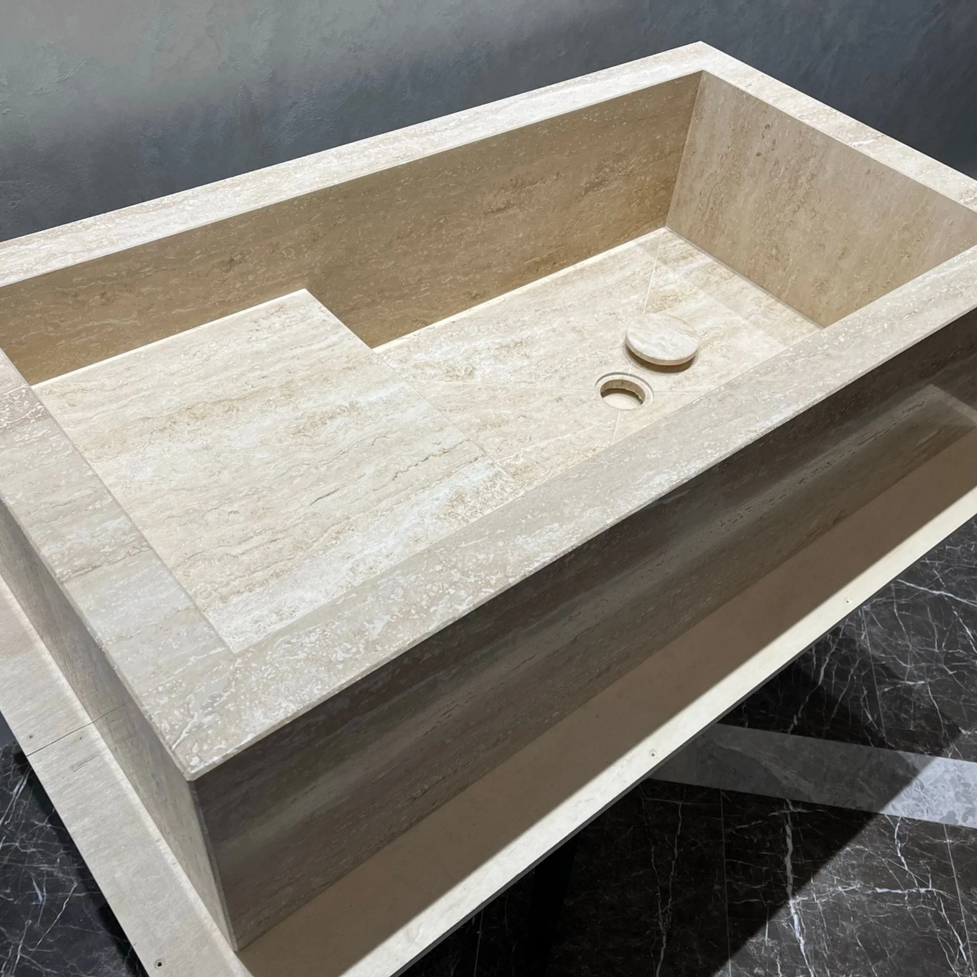HANDCRAFTED CUSTOM TRAVERTINE SINK (TR-107) - Image 12