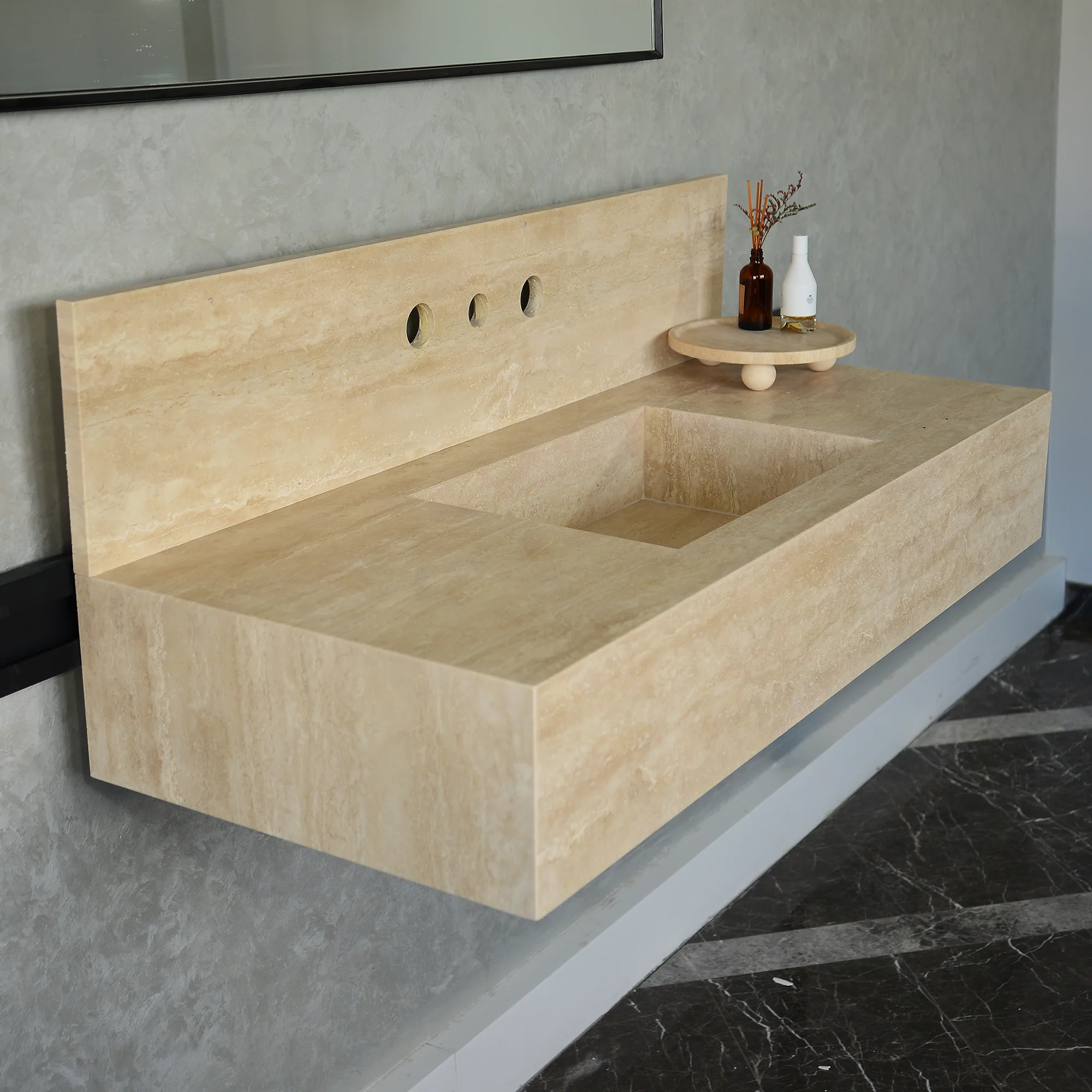 HANDCRAFTED CUSTOM TRAVERTINE SINK (TR-095) - Image 2