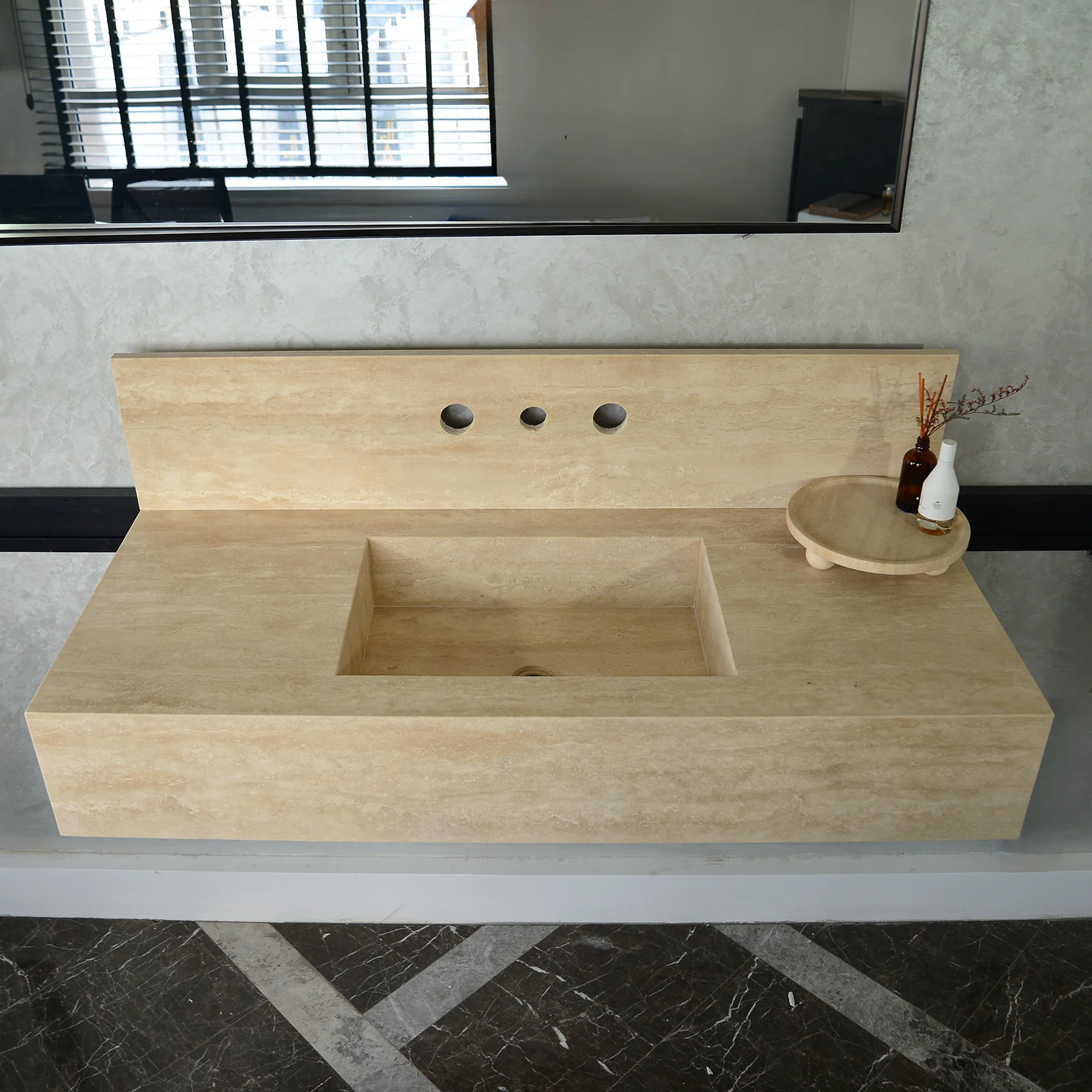 HANDCRAFTED CUSTOM TRAVERTINE SINK (TR-095) - Image 4