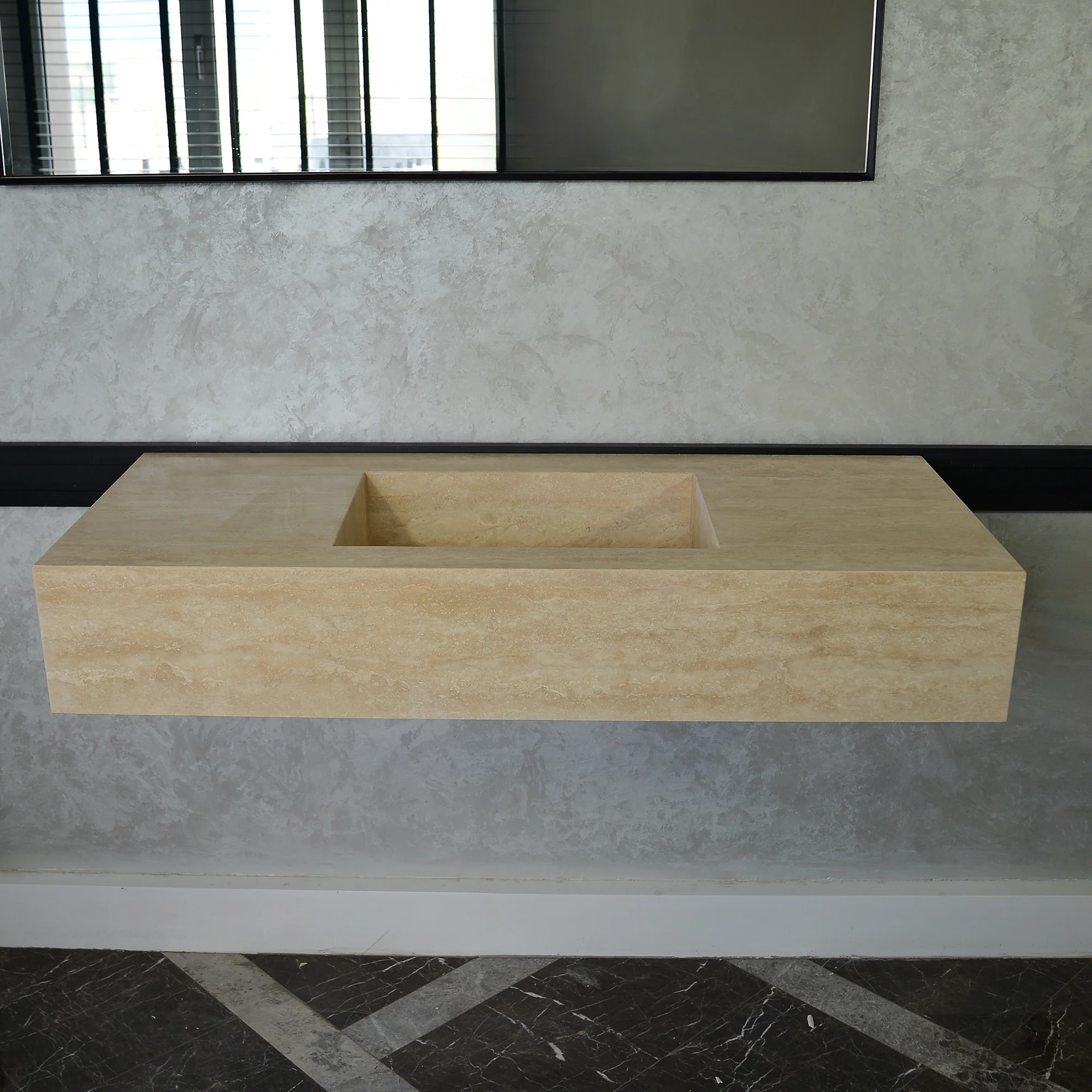 HANDCRAFTED CUSTOM TRAVERTINE SINK (TR-095) - Image 7