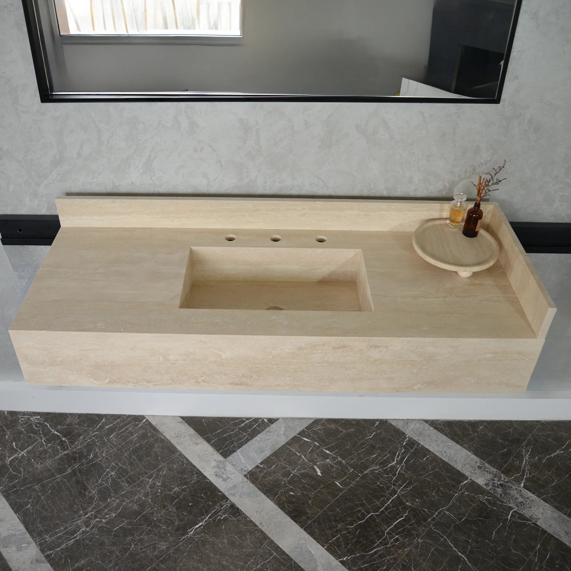HANDCRAFTED CUSTOM TRAVERTINE SINK (TR-092) - Image 10