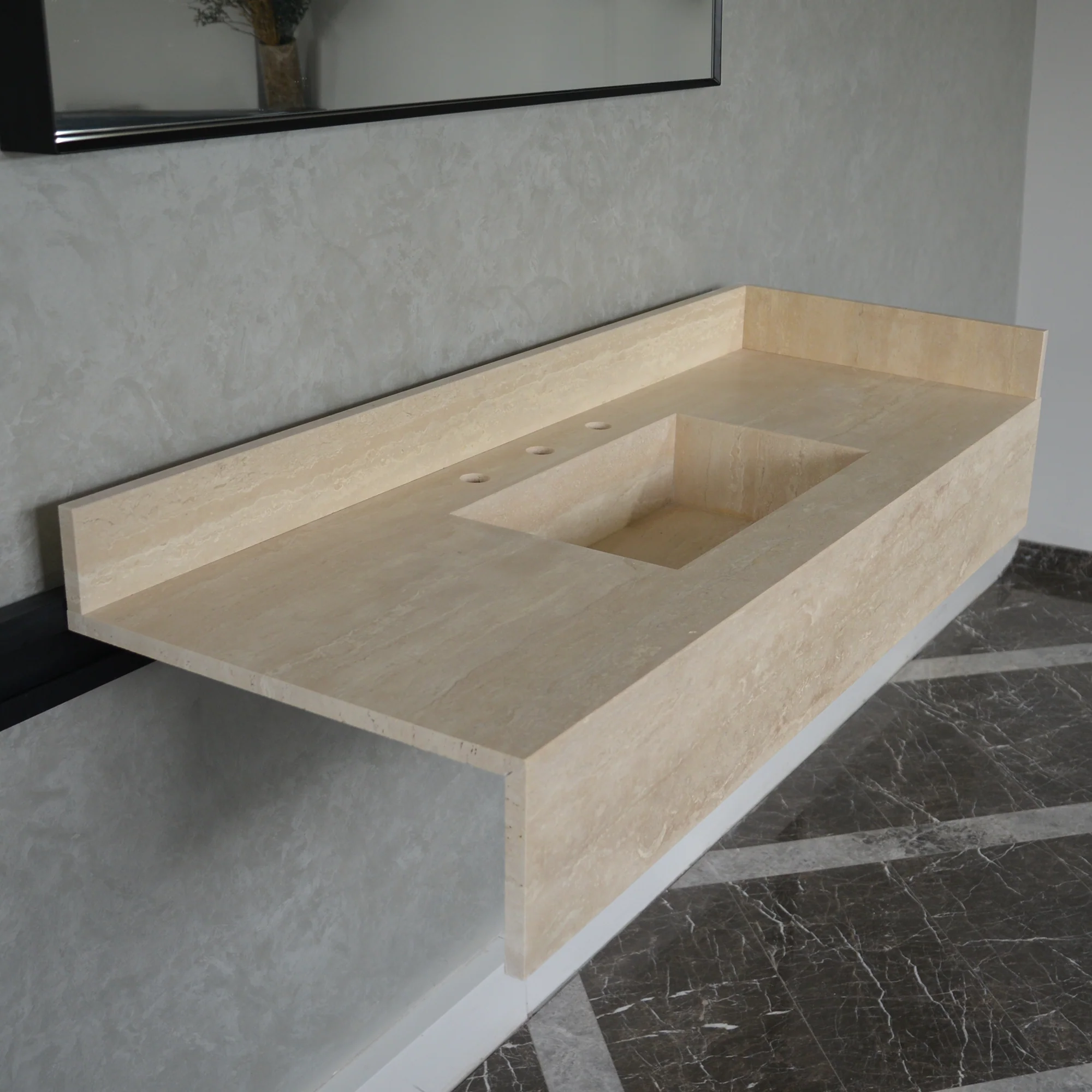 HANDCRAFTED CUSTOM TRAVERTINE SINK (TR-092) - Image 2
