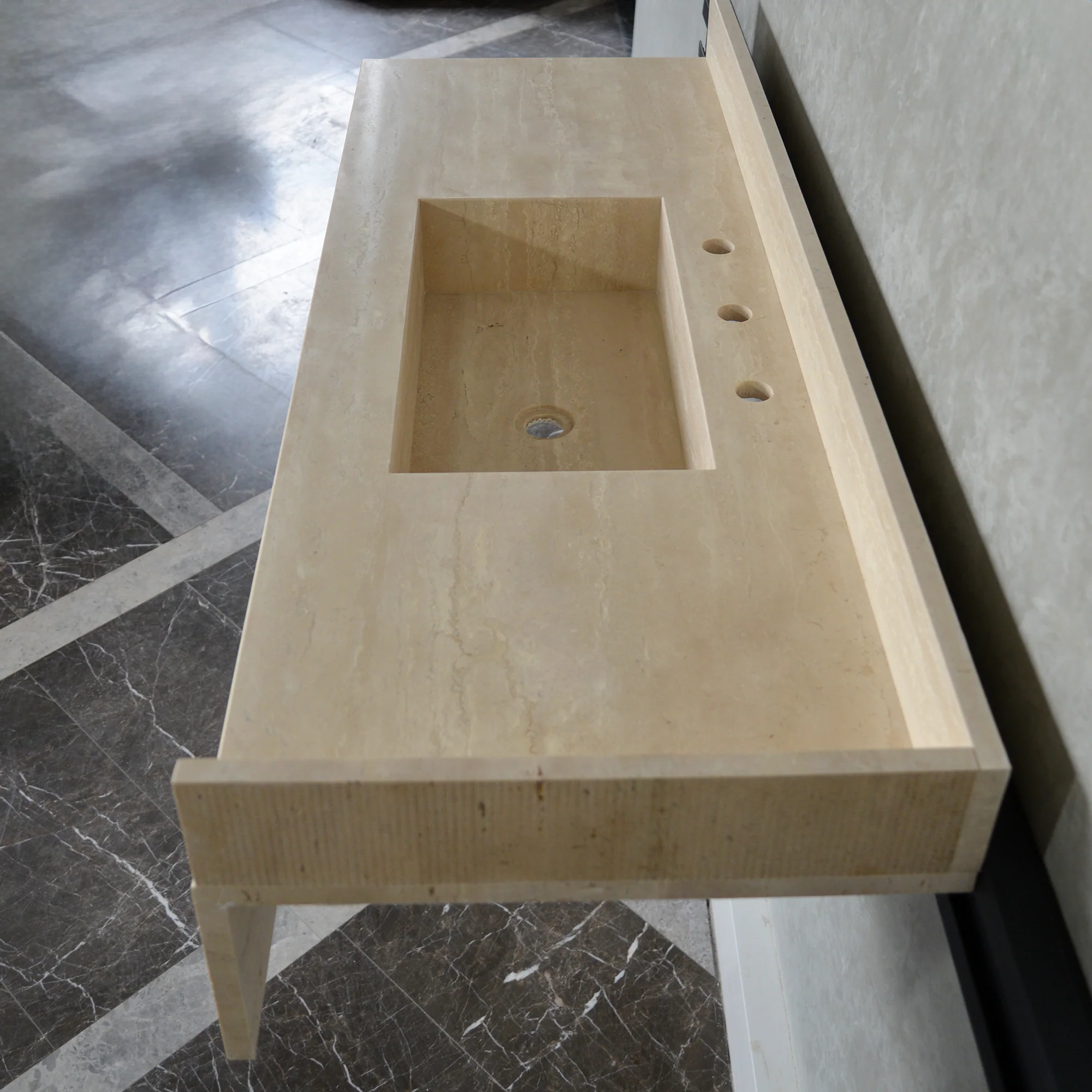 HANDCRAFTED CUSTOM TRAVERTINE SINK (TR-092) - Image 3