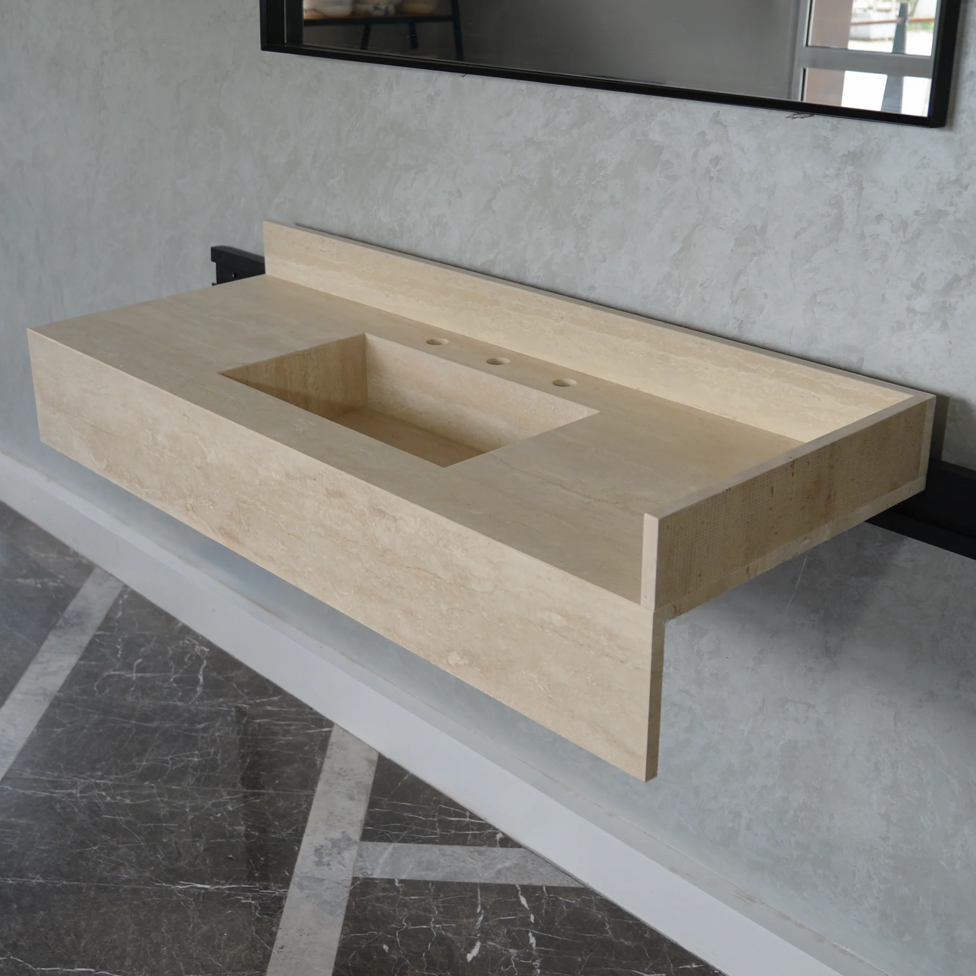 HANDCRAFTED CUSTOM TRAVERTINE SINK (TR-092) - Image 4