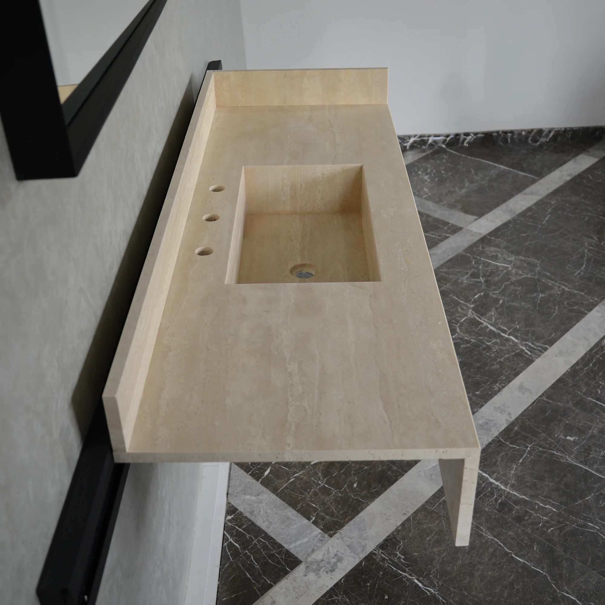 HANDCRAFTED CUSTOM TRAVERTINE SINK (TR-092) - Image 5