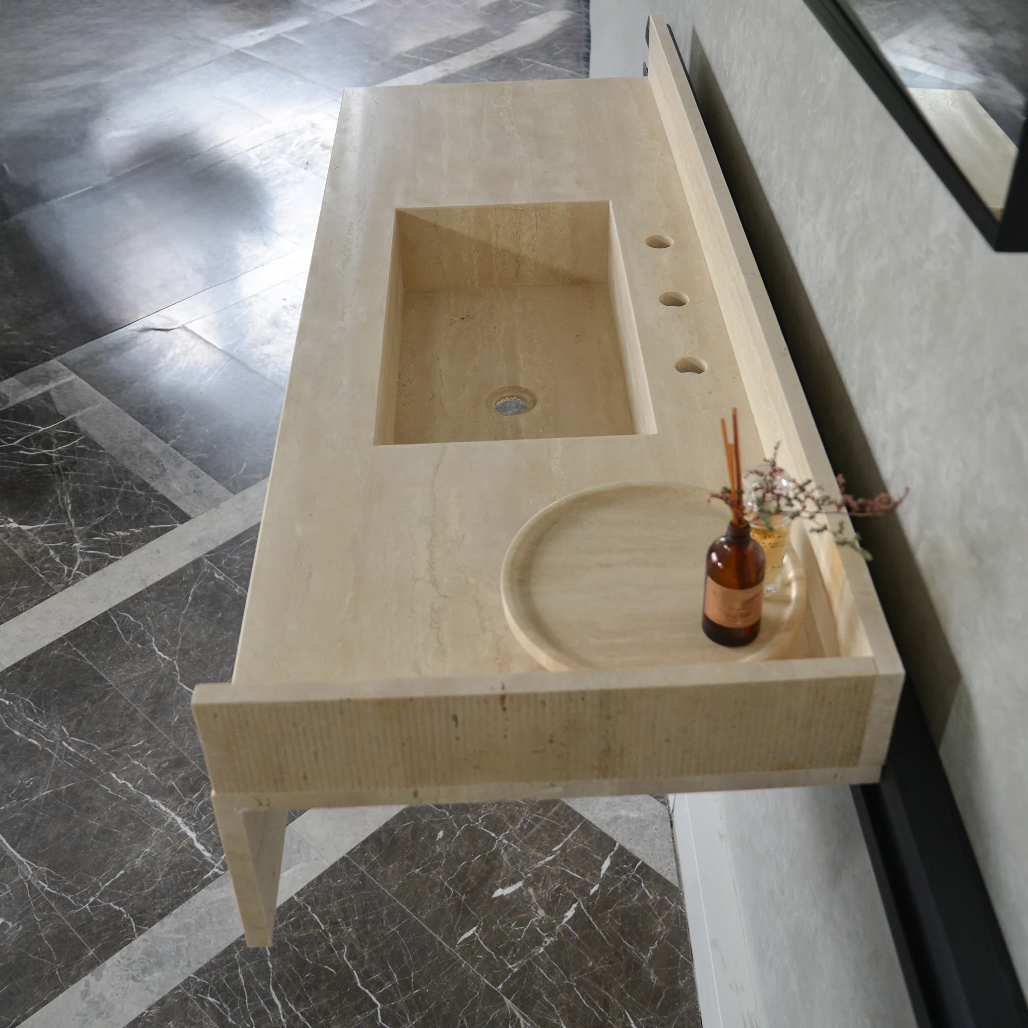HANDCRAFTED CUSTOM TRAVERTINE SINK (TR-092) - Image 6
