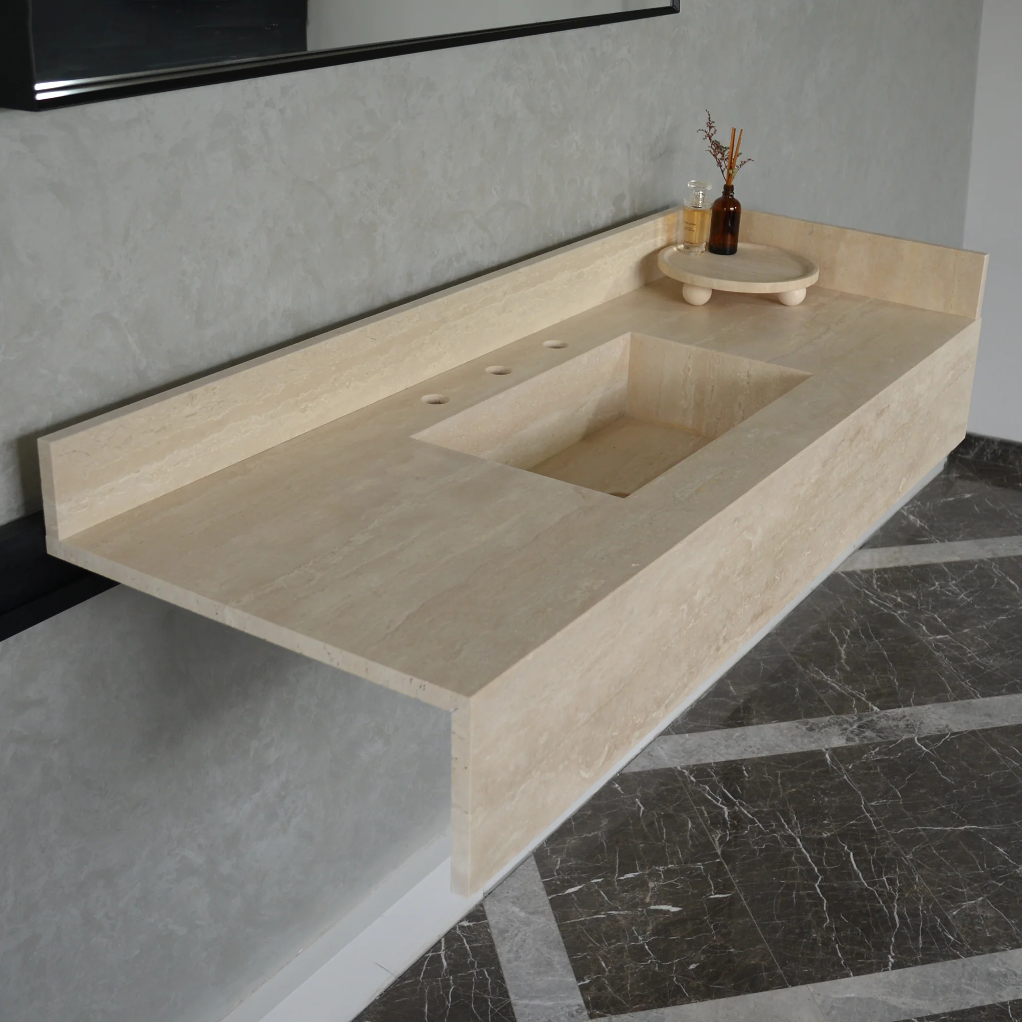 HANDCRAFTED CUSTOM TRAVERTINE SINK (TR-092) - Image 8