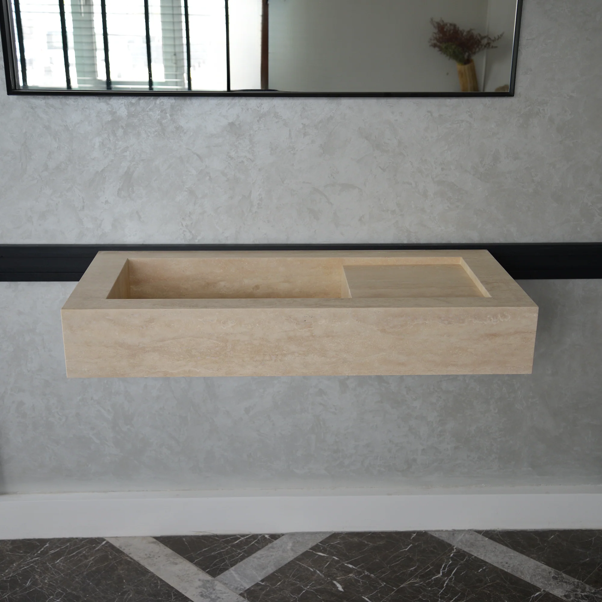 HANDCRAFTED CUSTOM TRAVERTINE SINK (TR-060) - Image 4