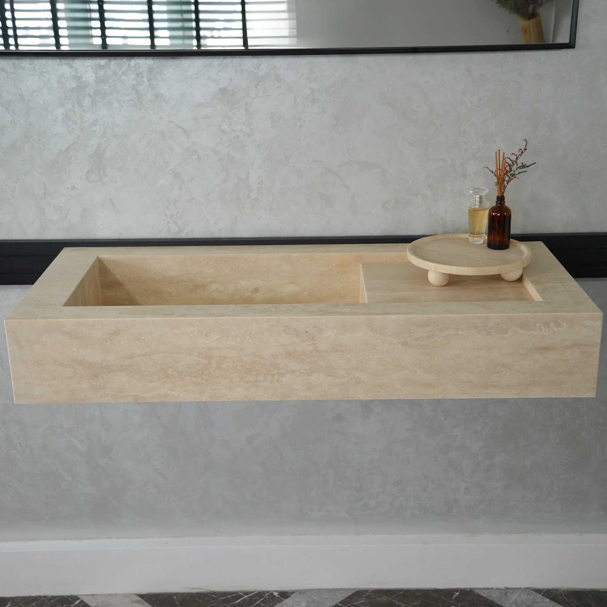 HANDCRAFTED CUSTOM TRAVERTINE SINK (TR-060) - Image 8
