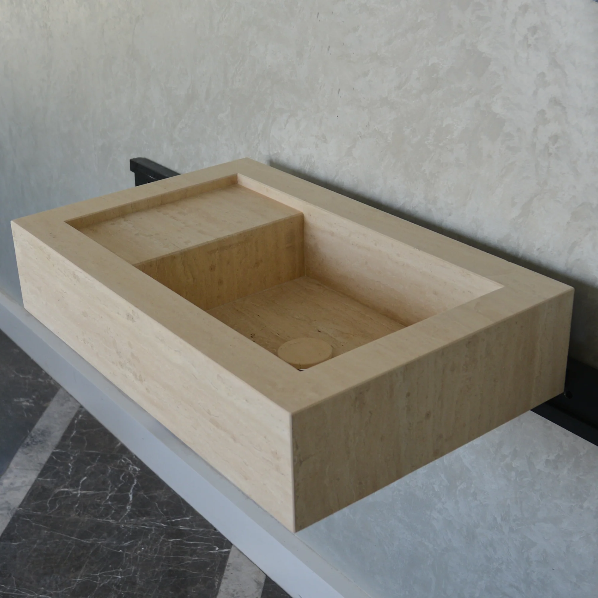 HANDCRAFTED CUSTOM TRAVERTINE SINK (TR-056) - Image 2