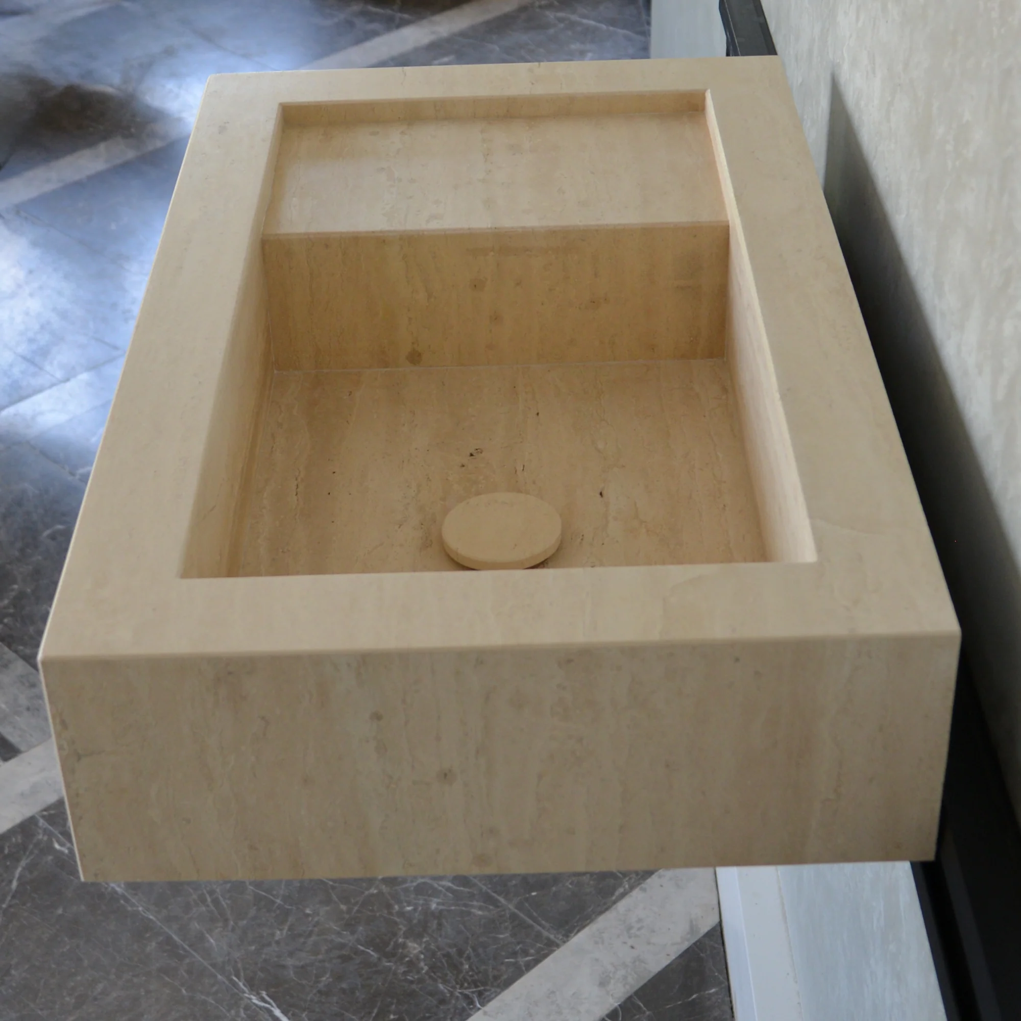 HANDCRAFTED CUSTOM TRAVERTINE SINK (TR-056) - Image 3