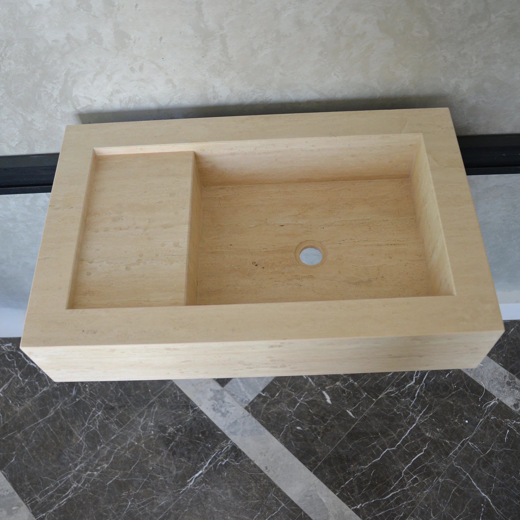 HANDCRAFTED CUSTOM TRAVERTINE SINK (TR-056) - Image 4