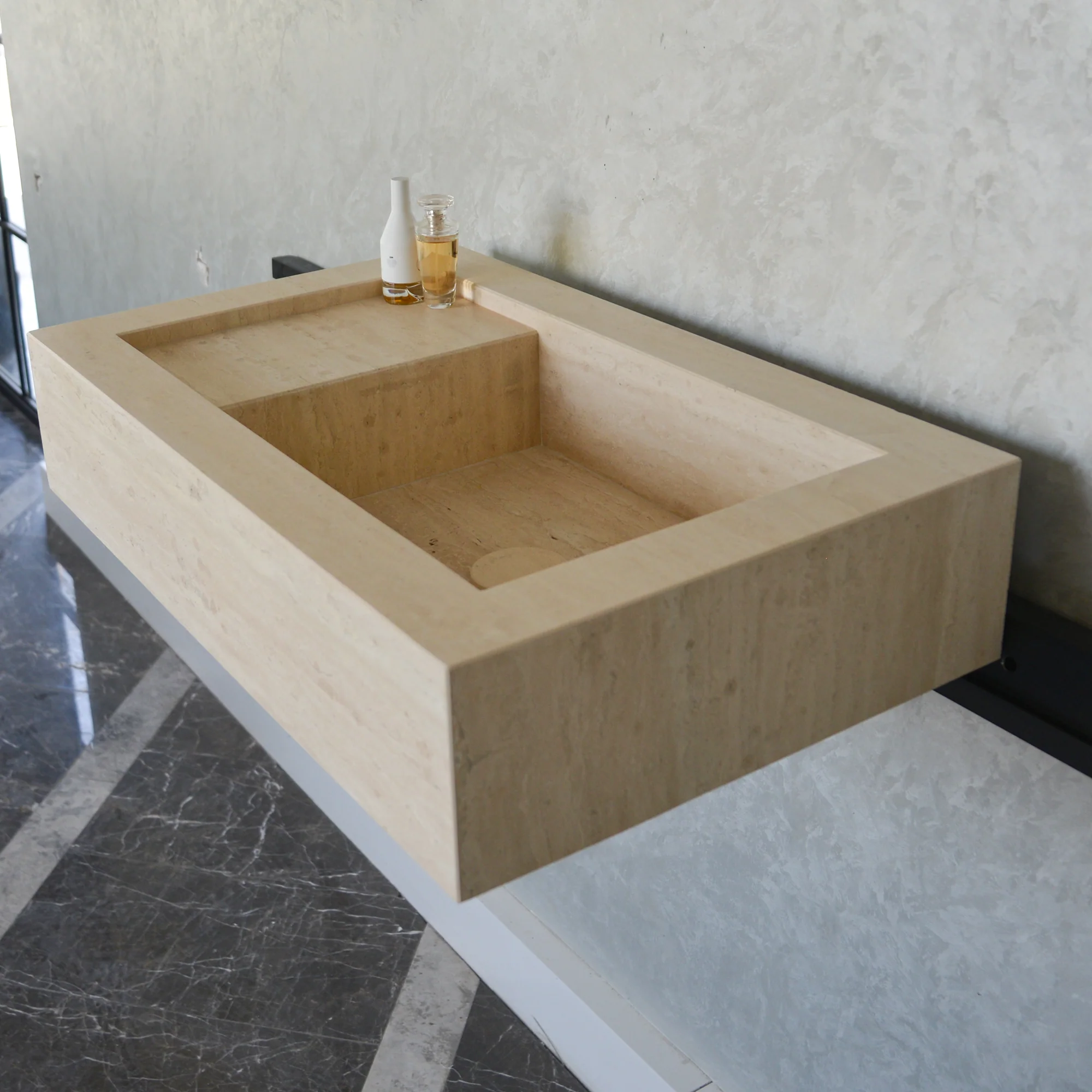 HANDCRAFTED CUSTOM TRAVERTINE SINK (TR-056) - Image 5