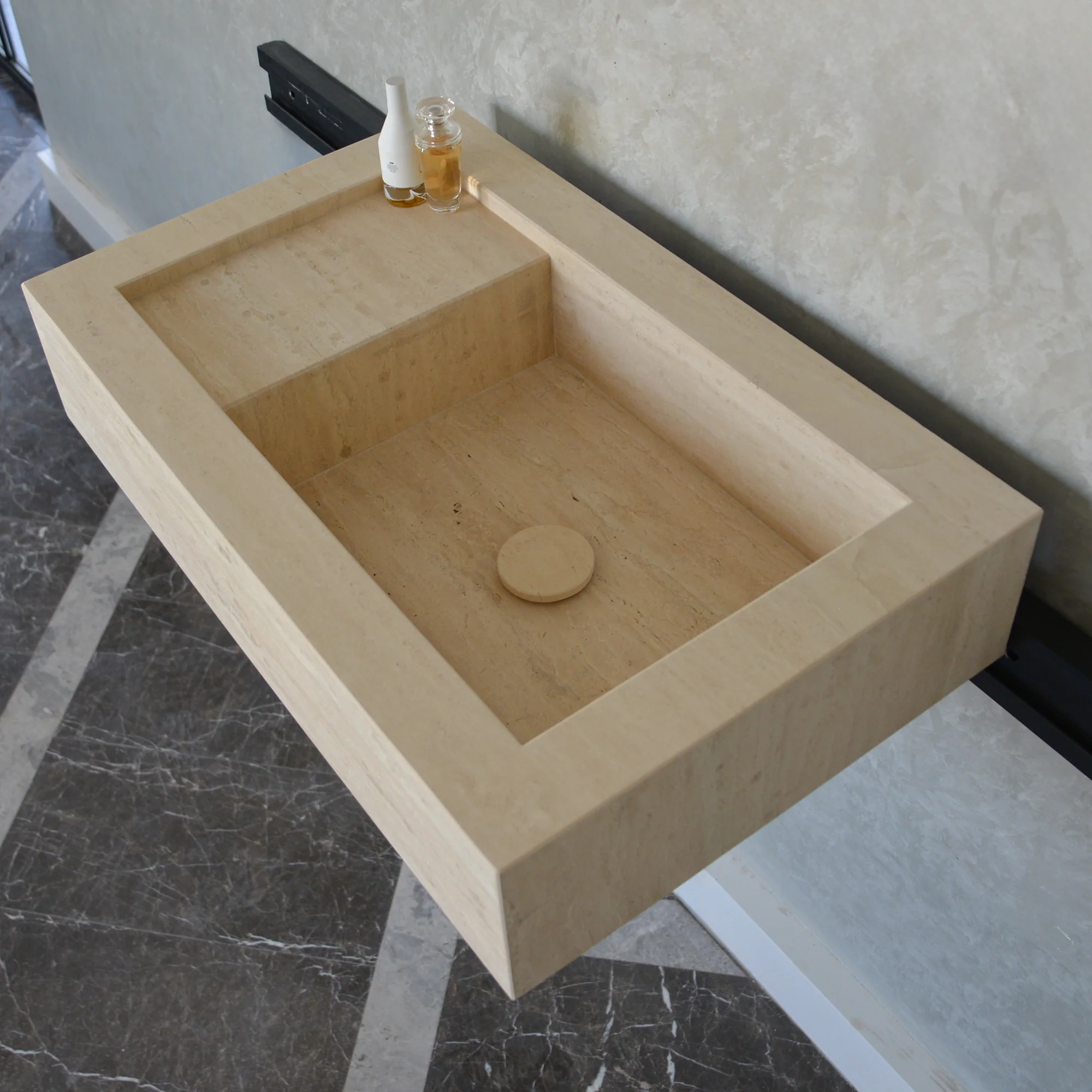 HANDCRAFTED CUSTOM TRAVERTINE SINK (TR-056) - Image 6
