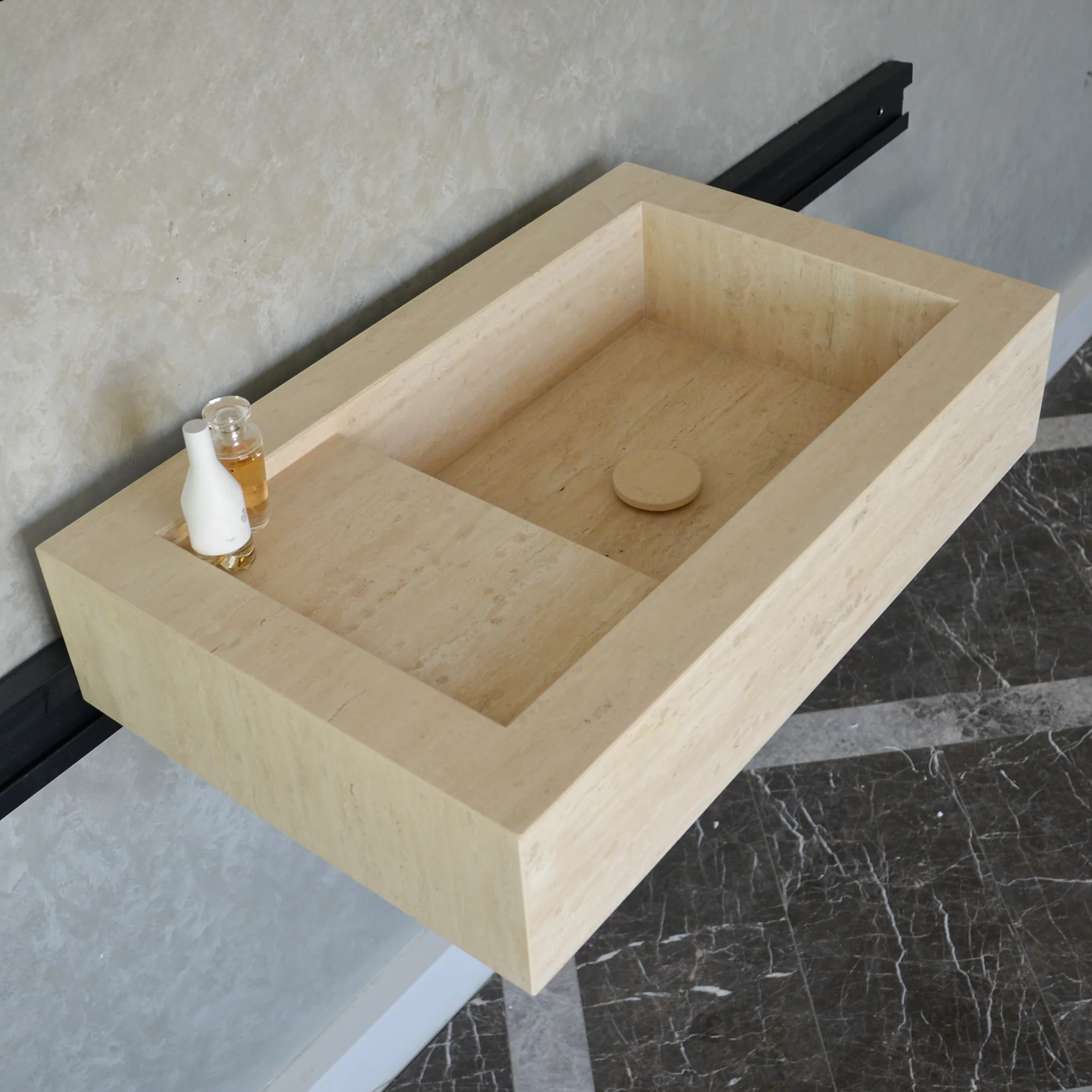 HANDCRAFTED CUSTOM TRAVERTINE SINK (TR-056) - Image 7