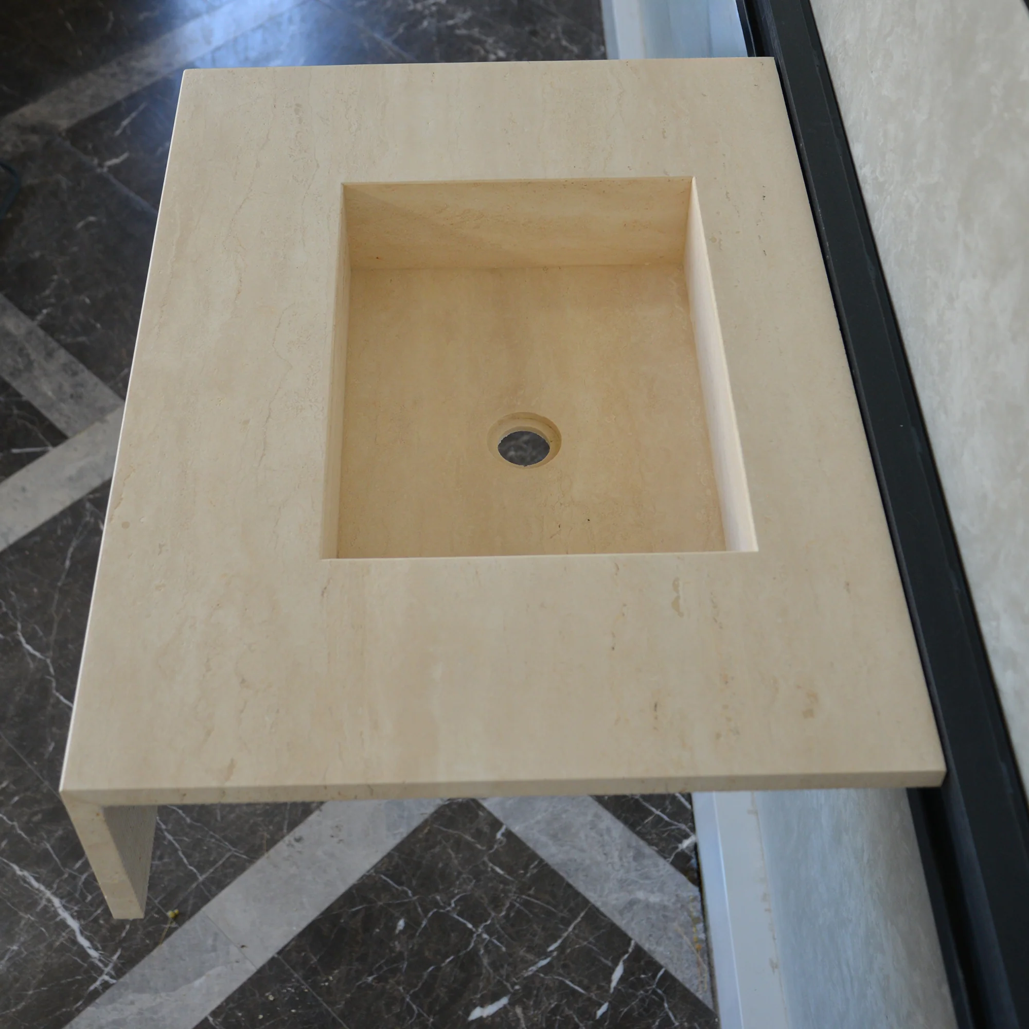 HANDCRAFTED CUSTOM TRAVERTINE SINK (TR-051) - Image 3