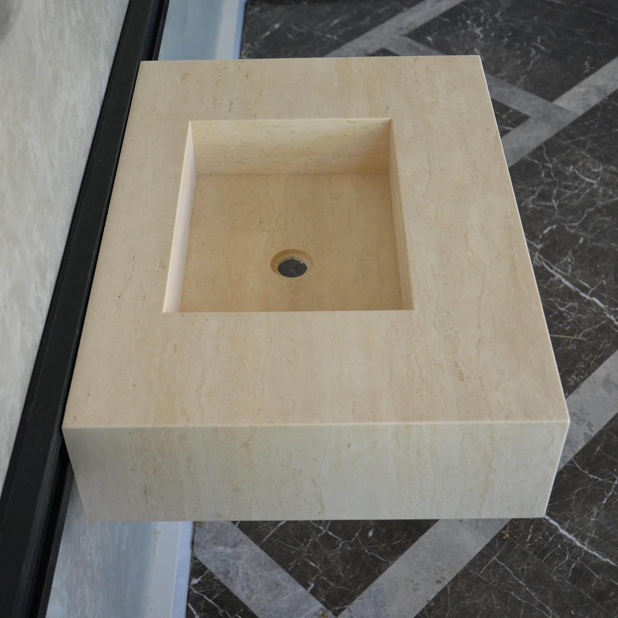 HANDCRAFTED CUSTOM TRAVERTINE SINK (TR-051) - Image 4
