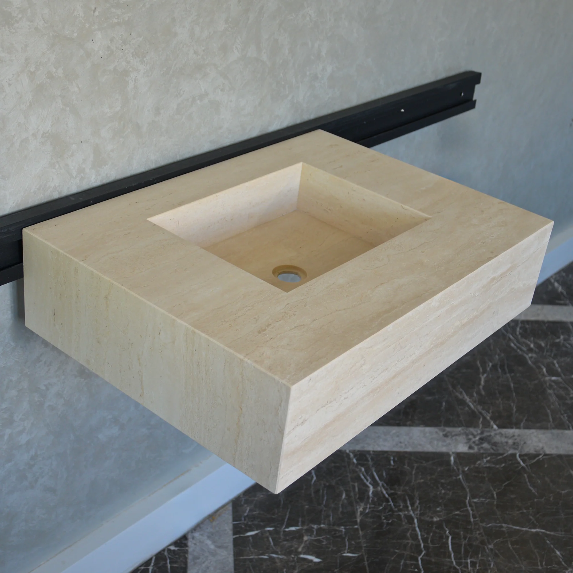 HANDCRAFTED CUSTOM TRAVERTINE SINK (TR-051) - Image 5