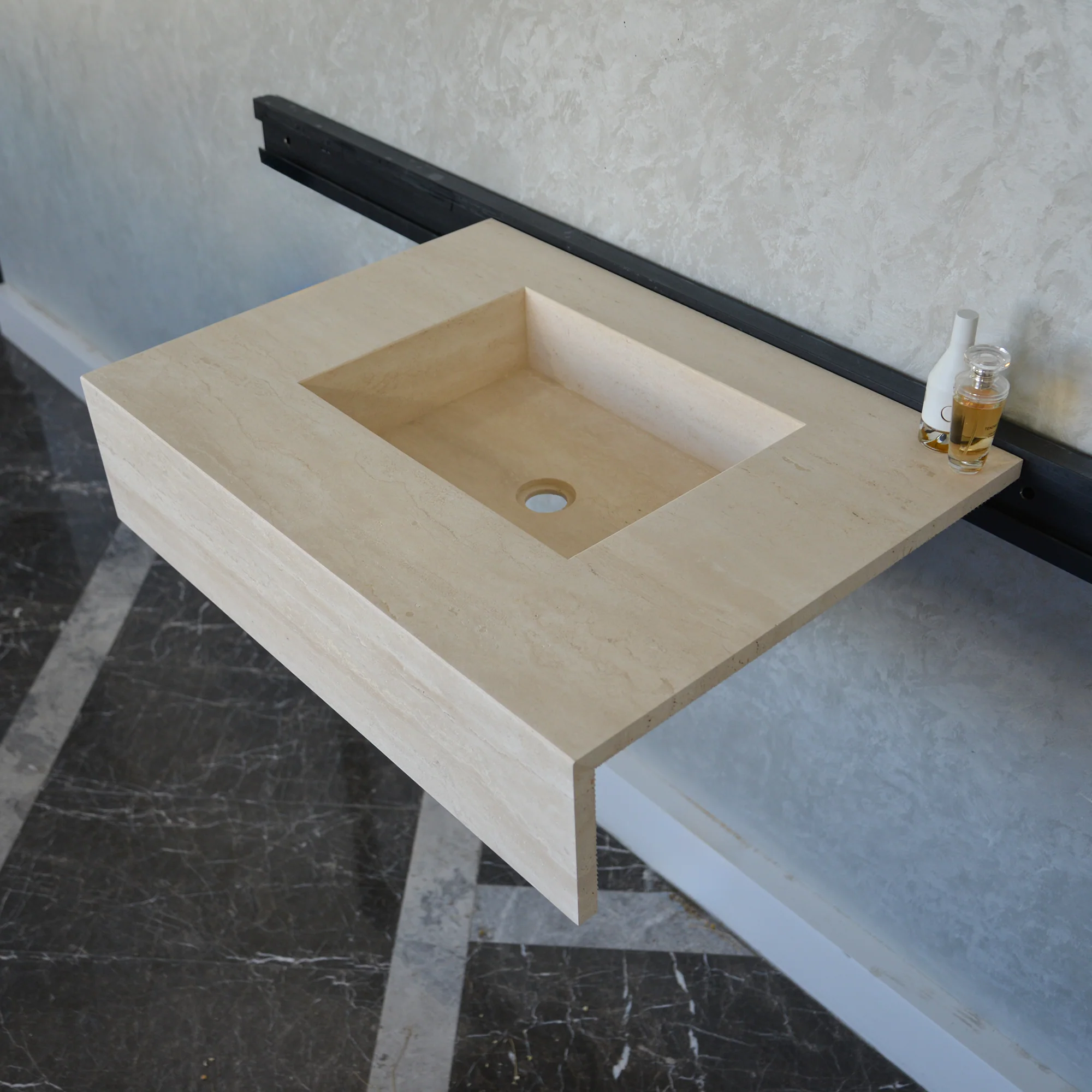HANDCRAFTED CUSTOM TRAVERTINE SINK (TR-051) - Image 7