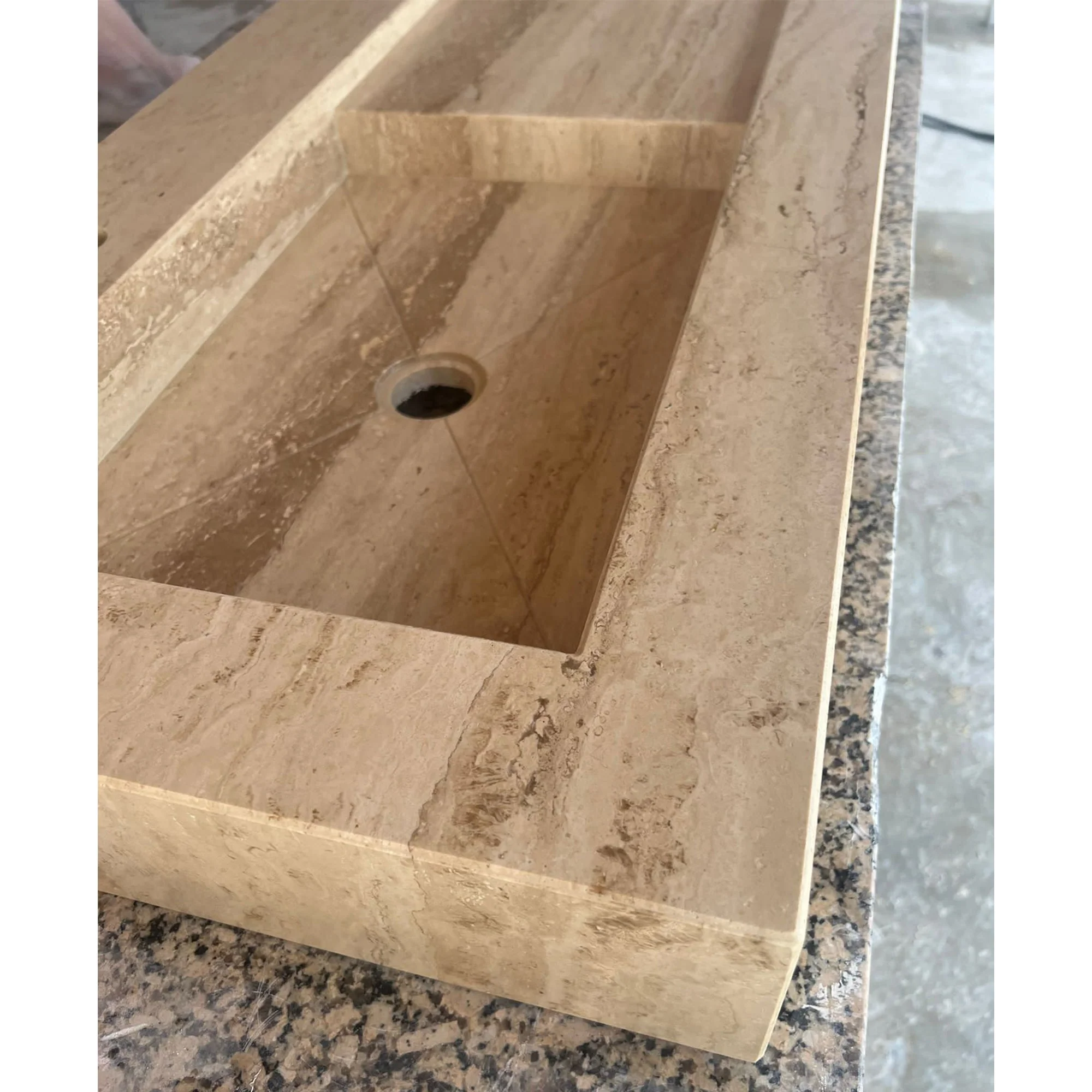 HANDCRAFTED CUSTOM TRAVERTINE SINK - 2 (TR-057) - Image 10
