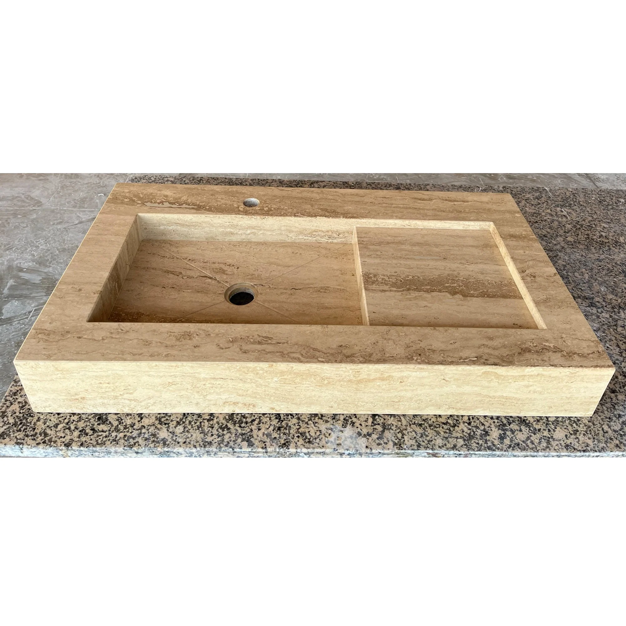 HANDCRAFTED CUSTOM TRAVERTINE SINK - 2 (TR-057) - Image 2