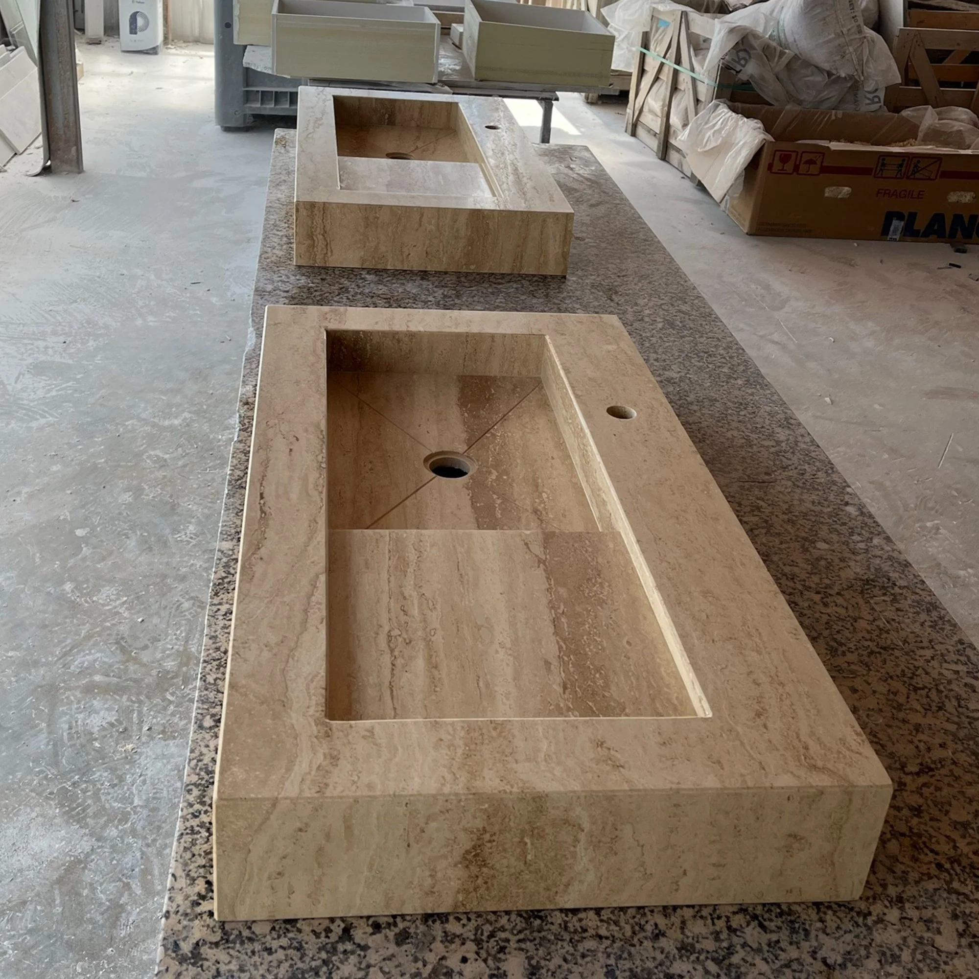 HANDCRAFTED CUSTOM TRAVERTINE SINK - 2 (TR-057) - Image 4