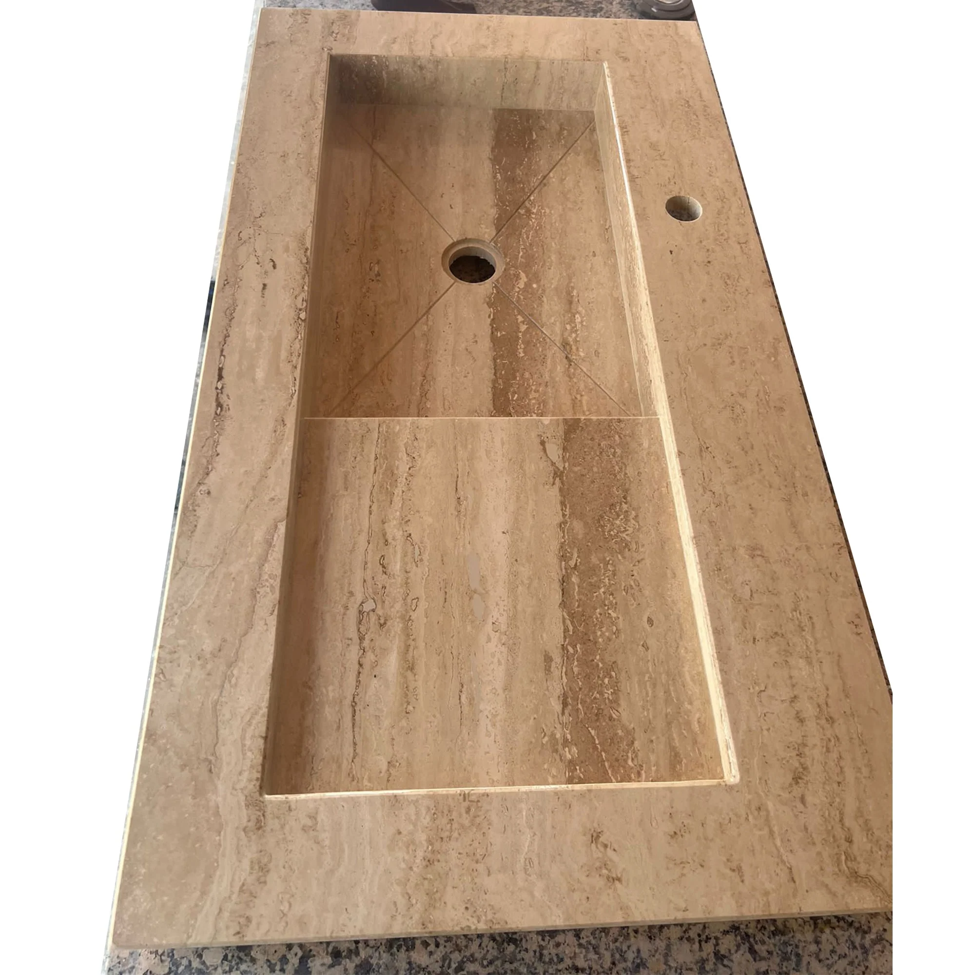 HANDCRAFTED CUSTOM TRAVERTINE SINK - 2 (TR-057) - Image 5
