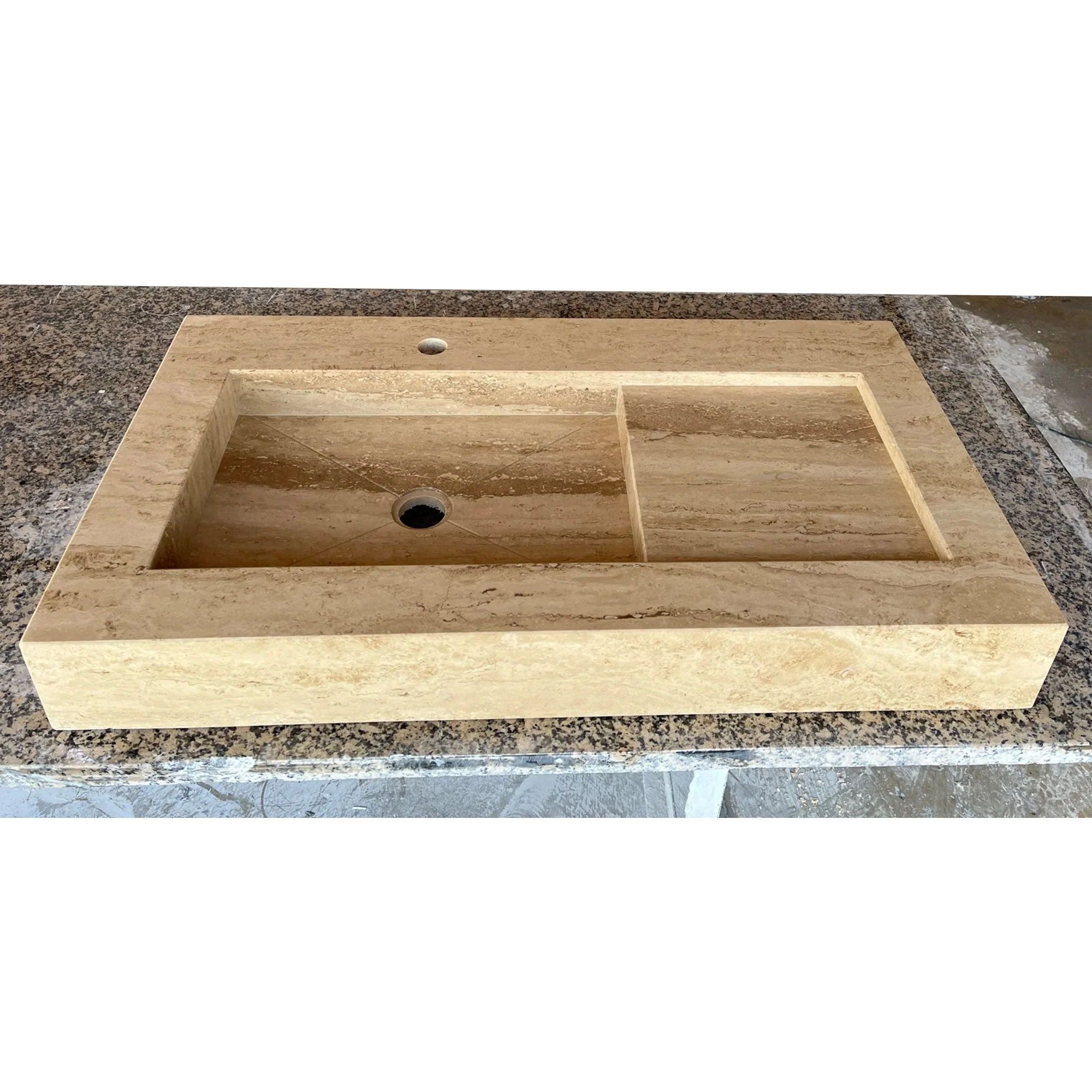 HANDCRAFTED CUSTOM TRAVERTINE SINK - 2 (TR-057) - Image 6