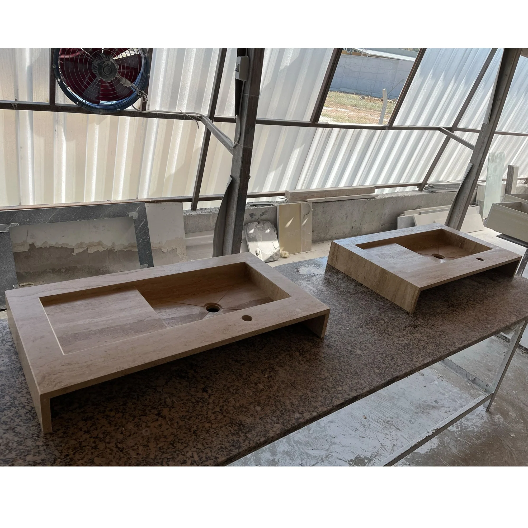 HANDCRAFTED CUSTOM TRAVERTINE SINK - 2 (TR-057) - Image 7