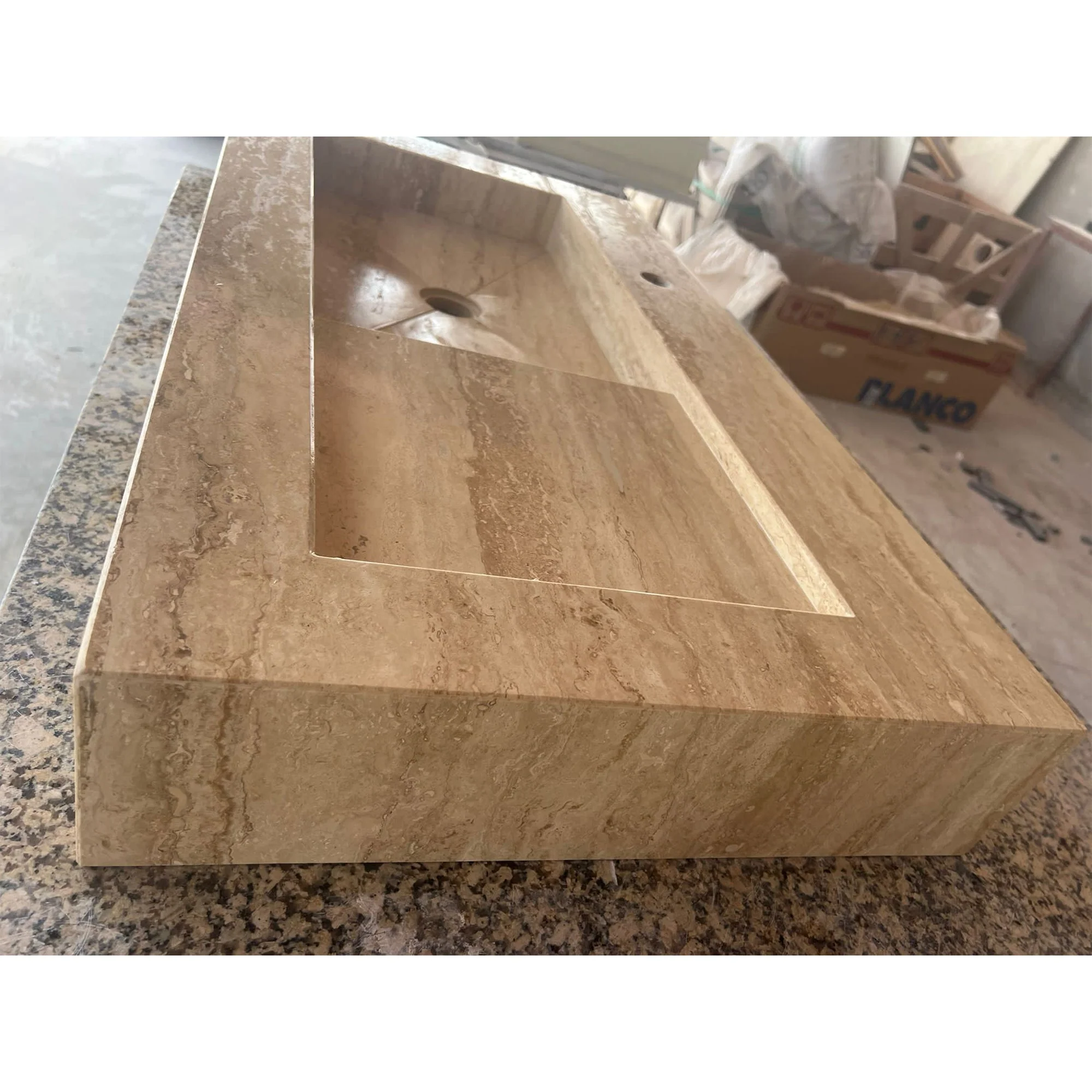 HANDCRAFTED CUSTOM TRAVERTINE SINK - 2 (TR-057) - Image 8