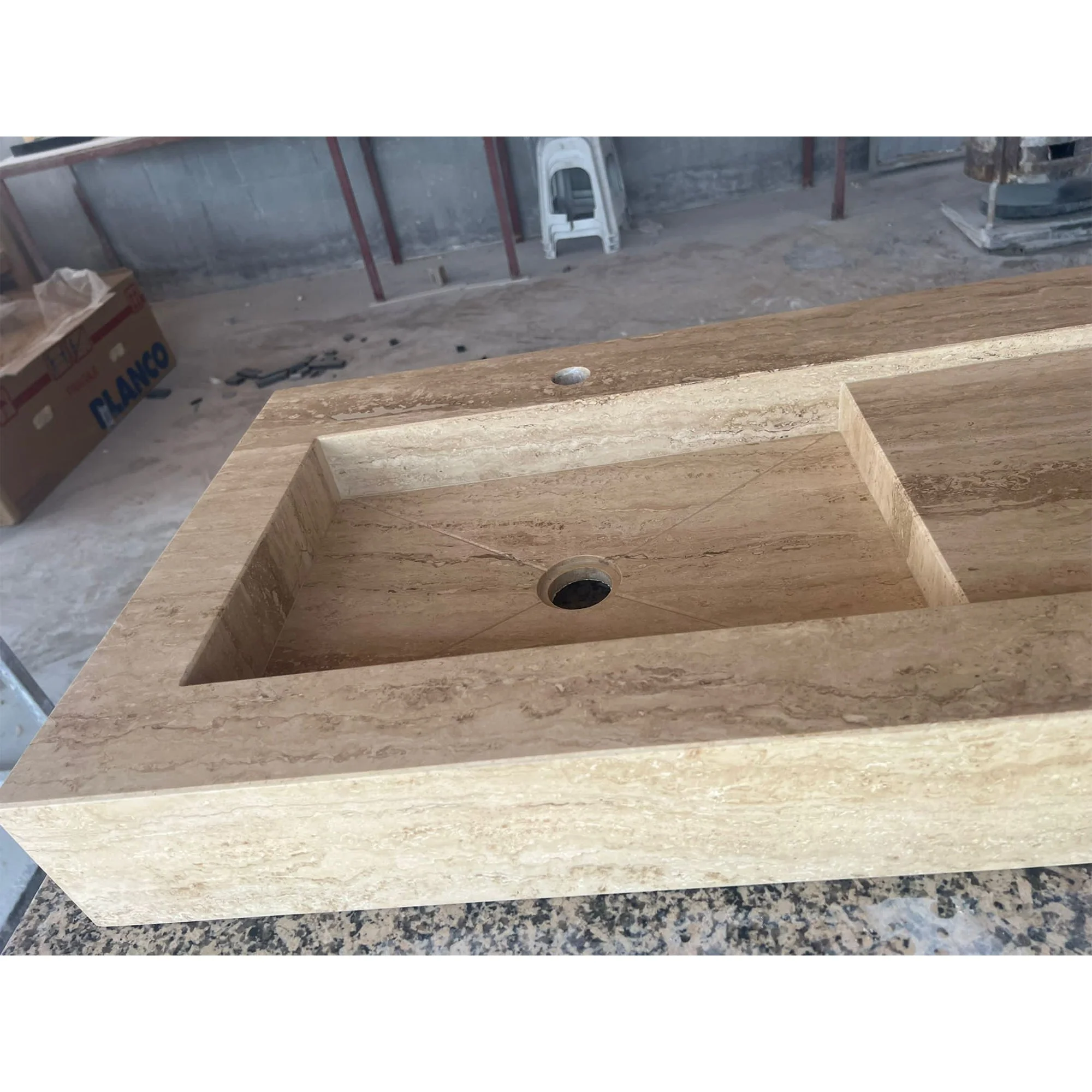 HANDCRAFTED CUSTOM TRAVERTINE SINK - 2 (TR-057) - Image 9