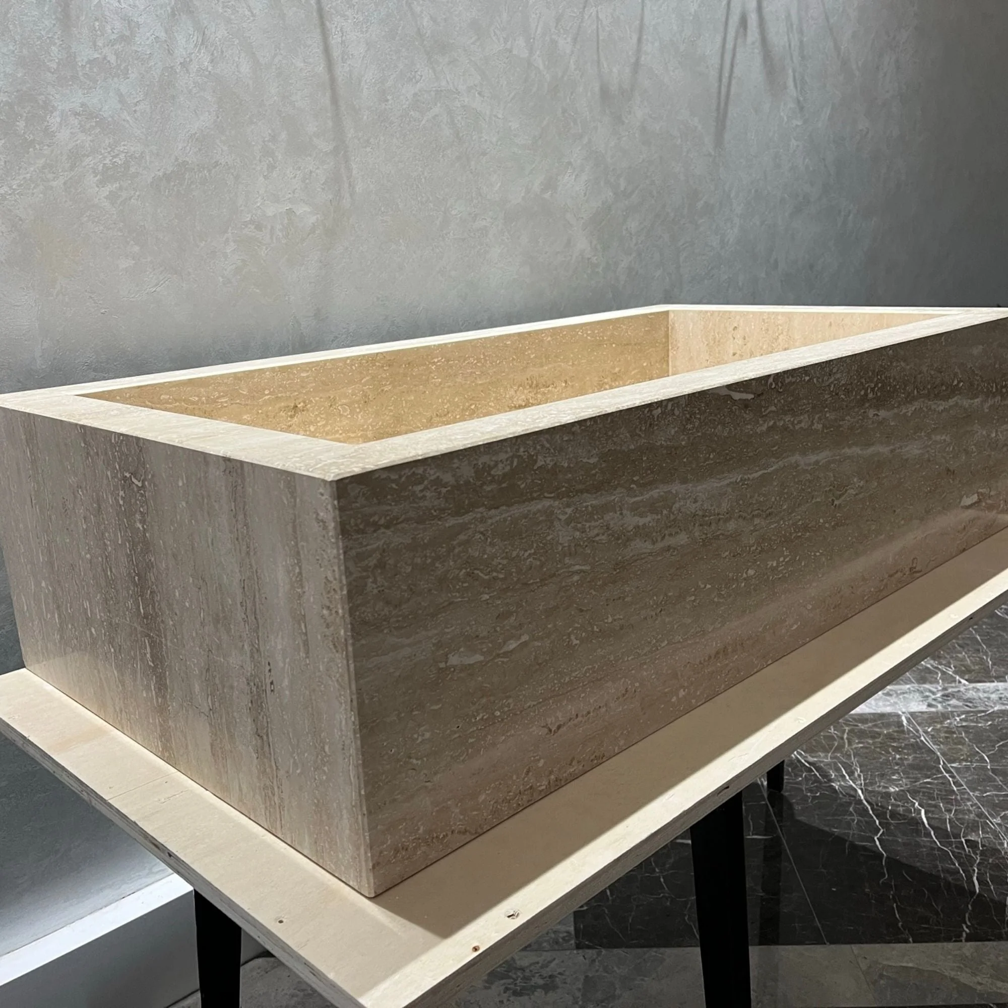 HANDCRAFTED CUSTOM TRAVERTINE SINK (TR-107) - Image 2