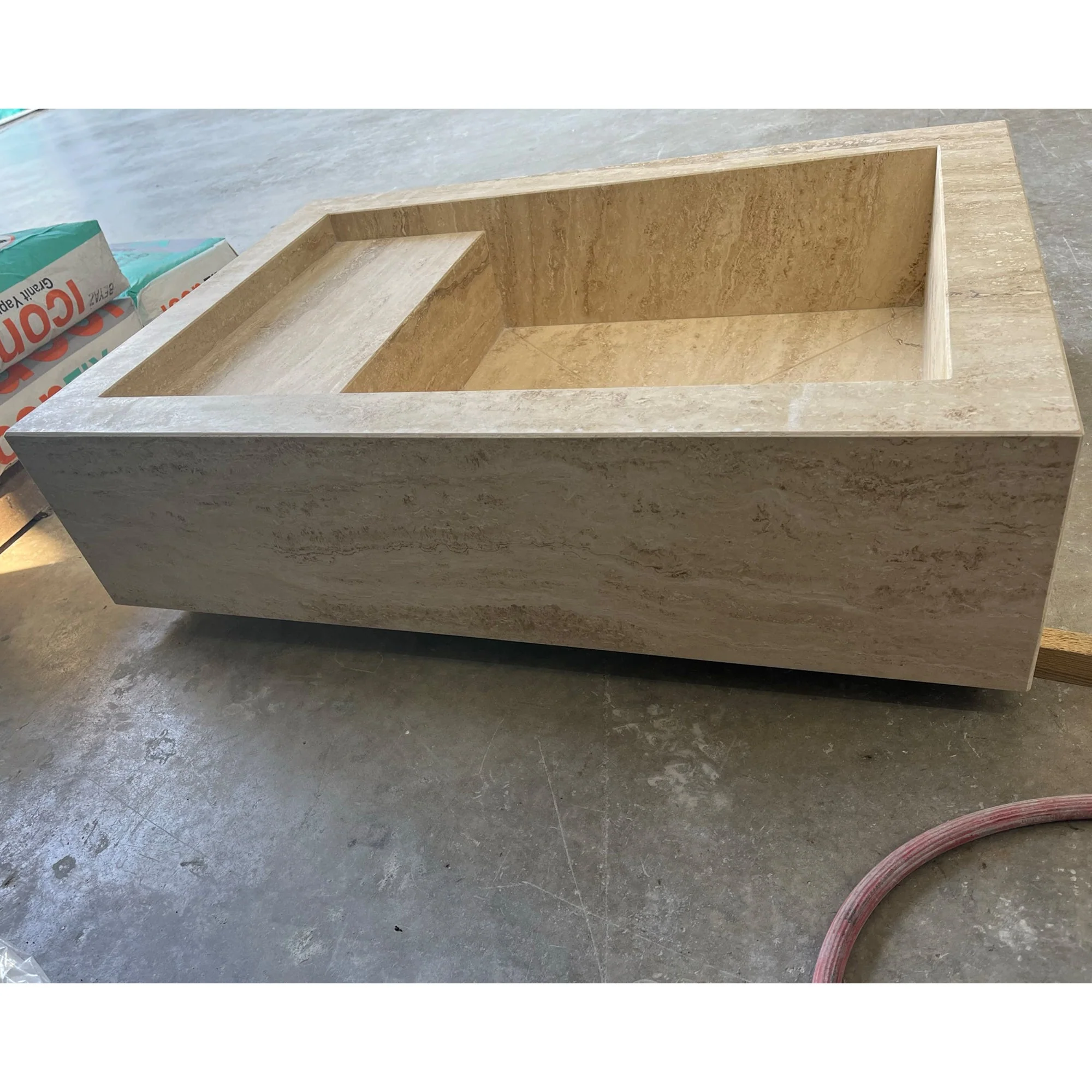 HANDCRAFTED CUSTOM TRAVERTINE SINK - 3 (TR-075) - Image 10