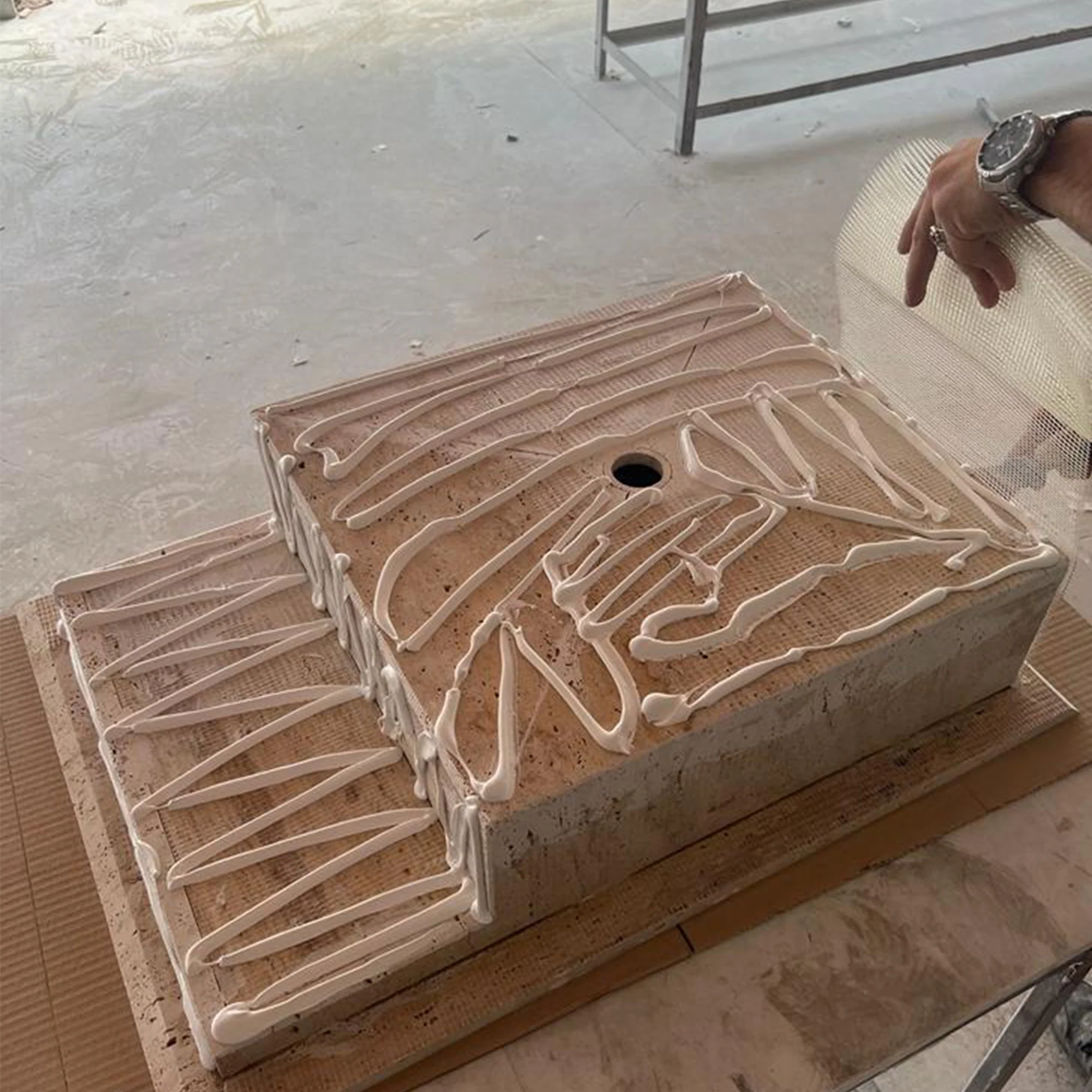 HANDCRAFTED CUSTOM TRAVERTINE SINK - 3 (TR-075) - Image 3