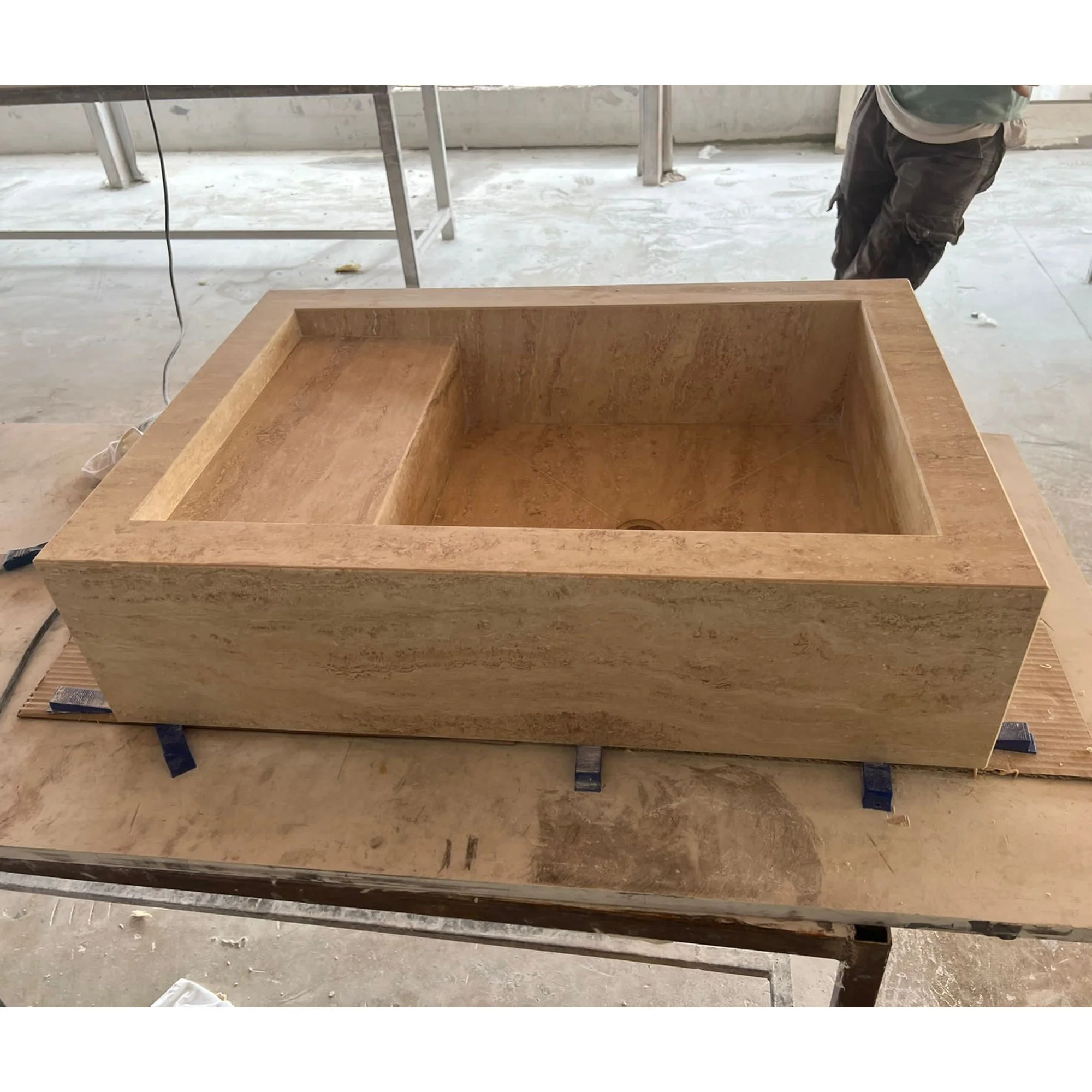 HANDCRAFTED CUSTOM TRAVERTINE SINK - 3 (TR-075) - Image 6