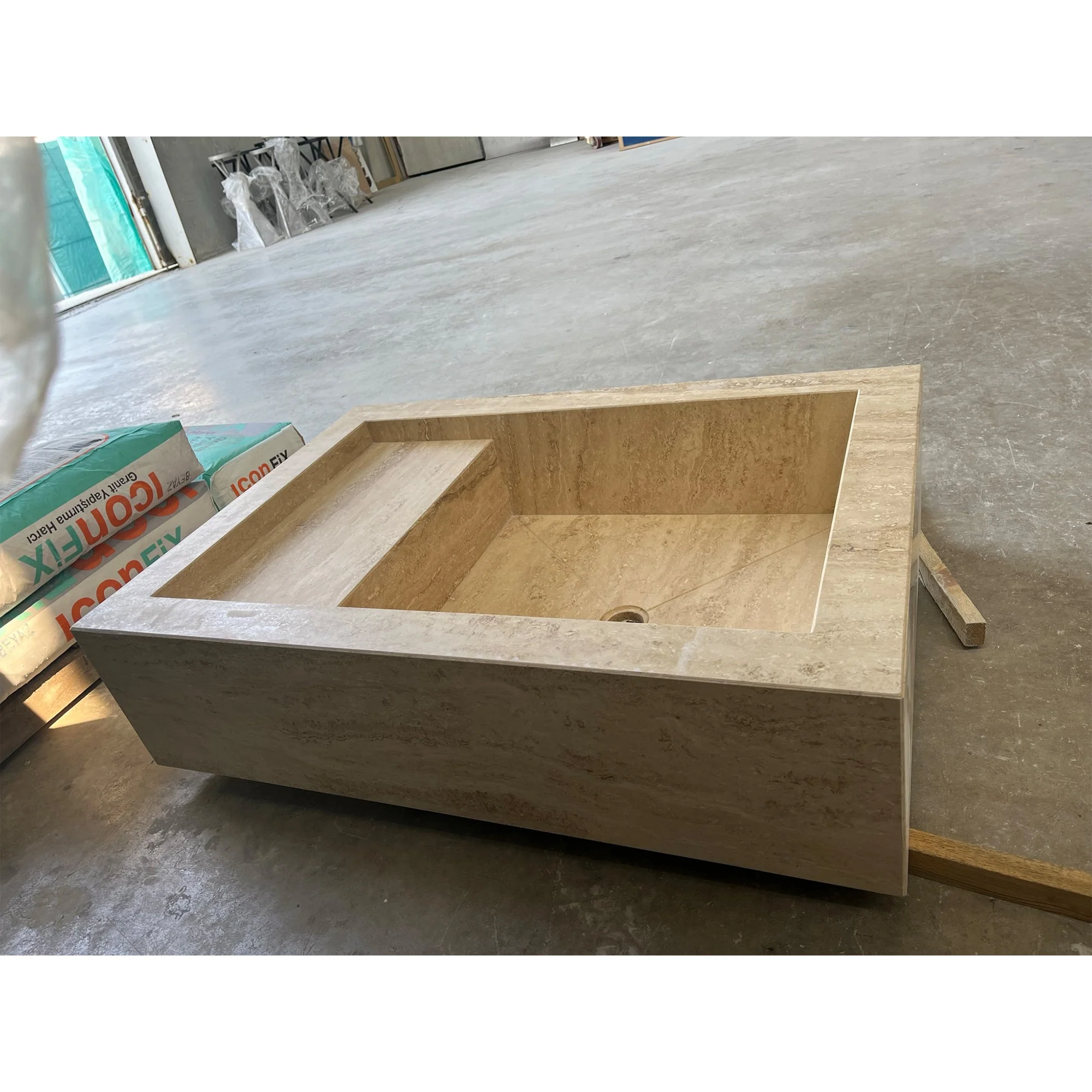 HANDCRAFTED CUSTOM TRAVERTINE SINK - 3 (TR-075) - Image 9