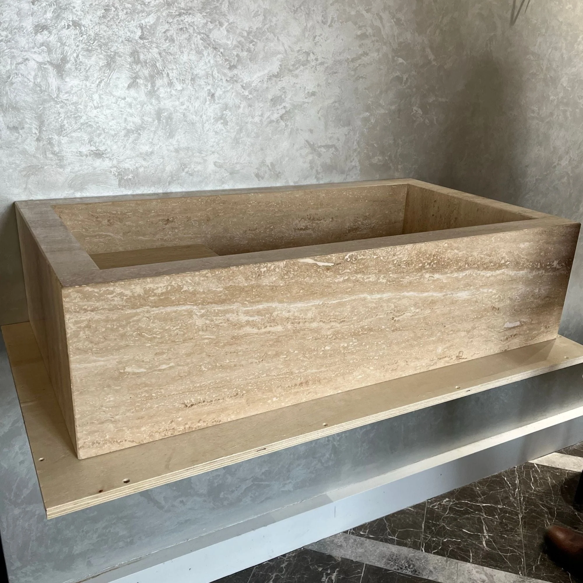 HANDCRAFTED CUSTOM TRAVERTINE SINK (TR-107) - Image 3