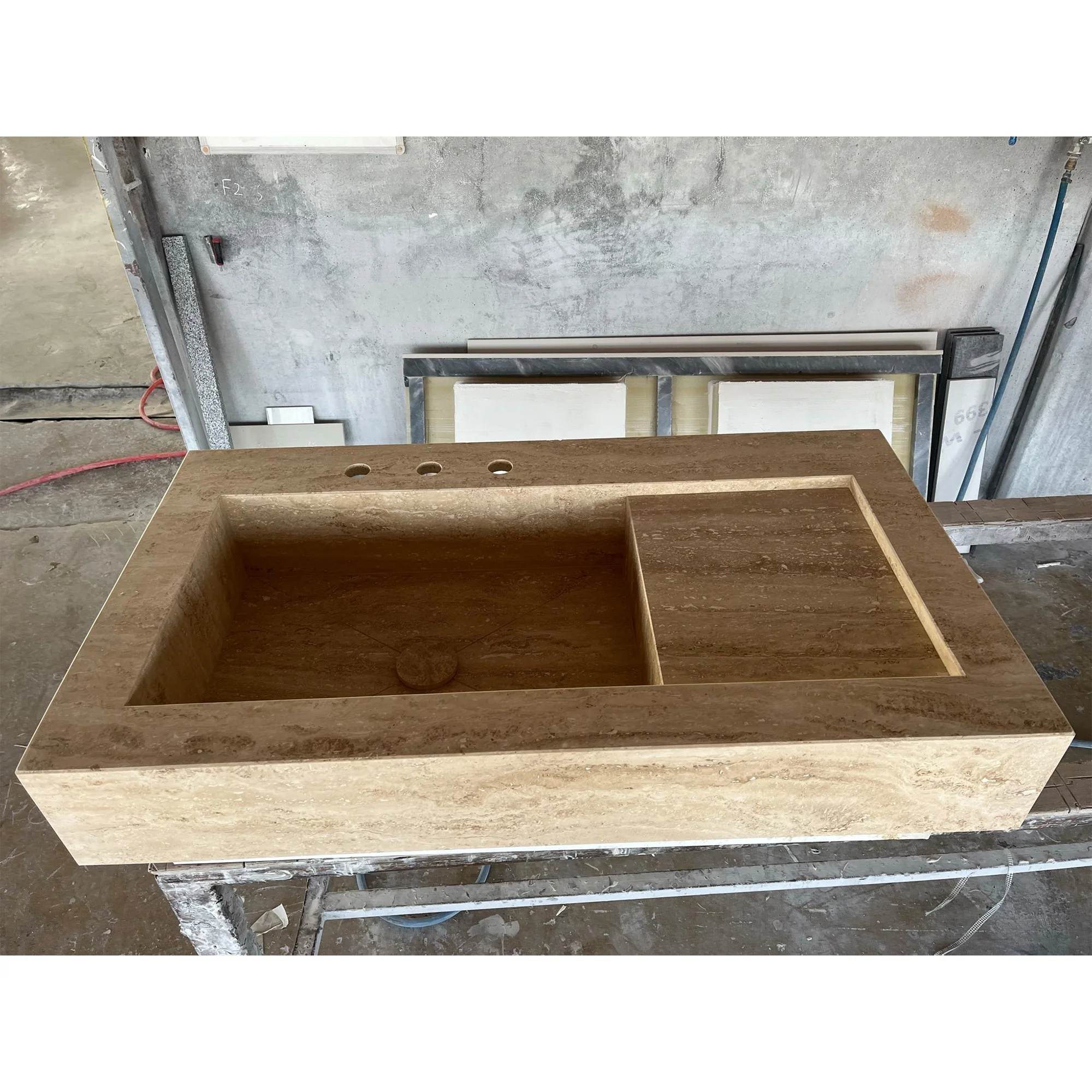 HANDCRAFTED CUSTOM TRAVERTINE SINK - 4 (TR-078) - Image 2
