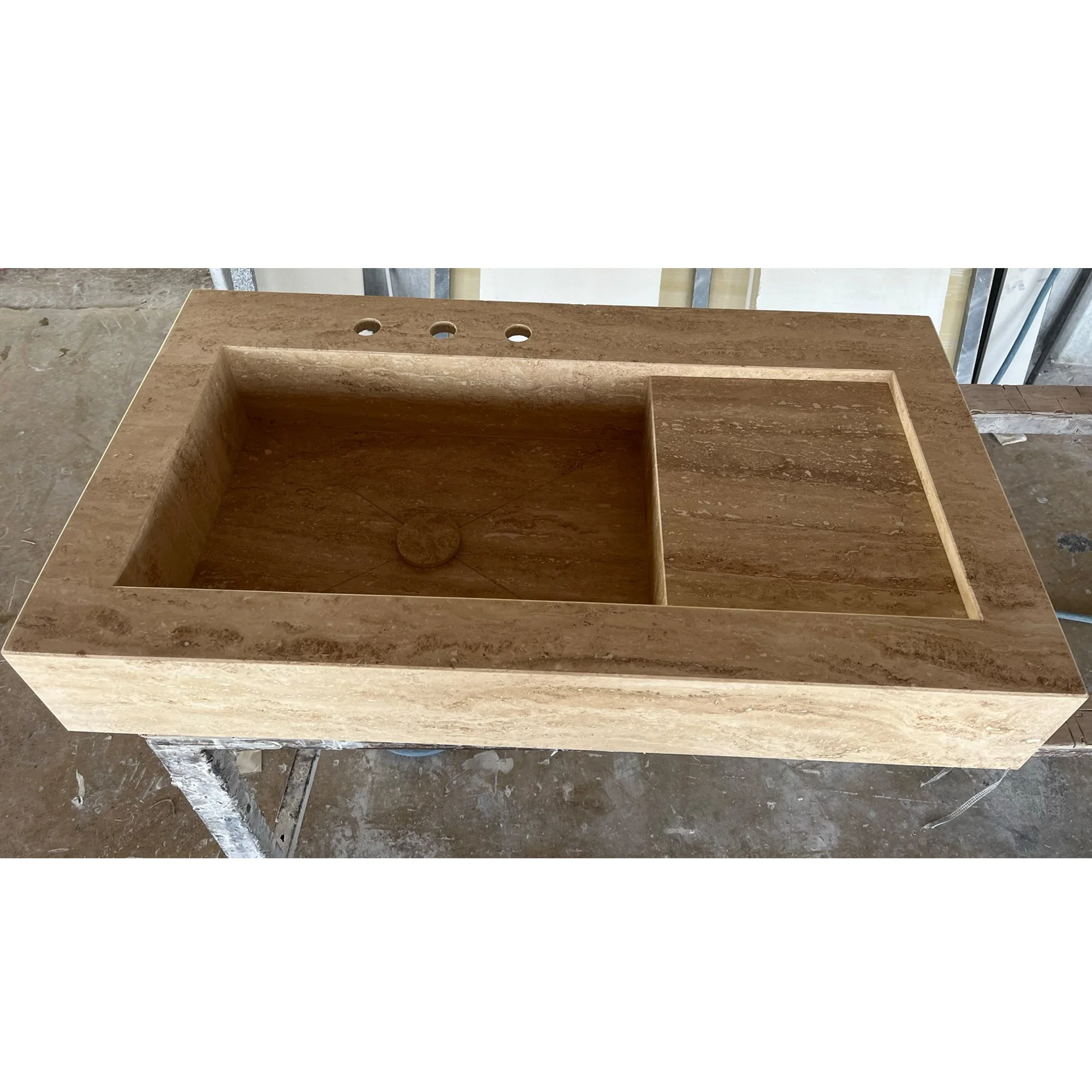 HANDCRAFTED CUSTOM TRAVERTINE SINK - 4 (TR-078) - Image 3