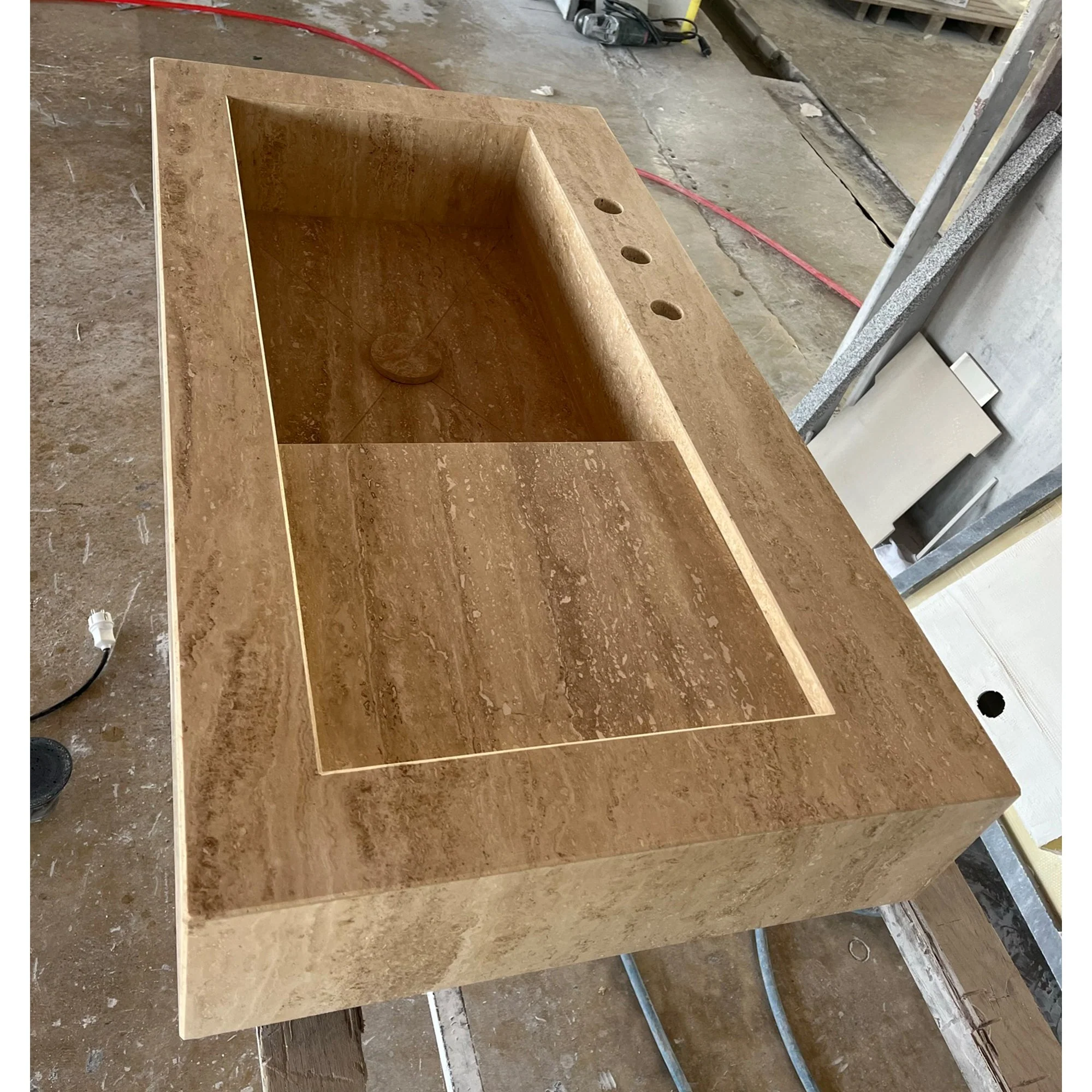 HANDCRAFTED CUSTOM TRAVERTINE SINK - 4 (TR-078) - Image 5