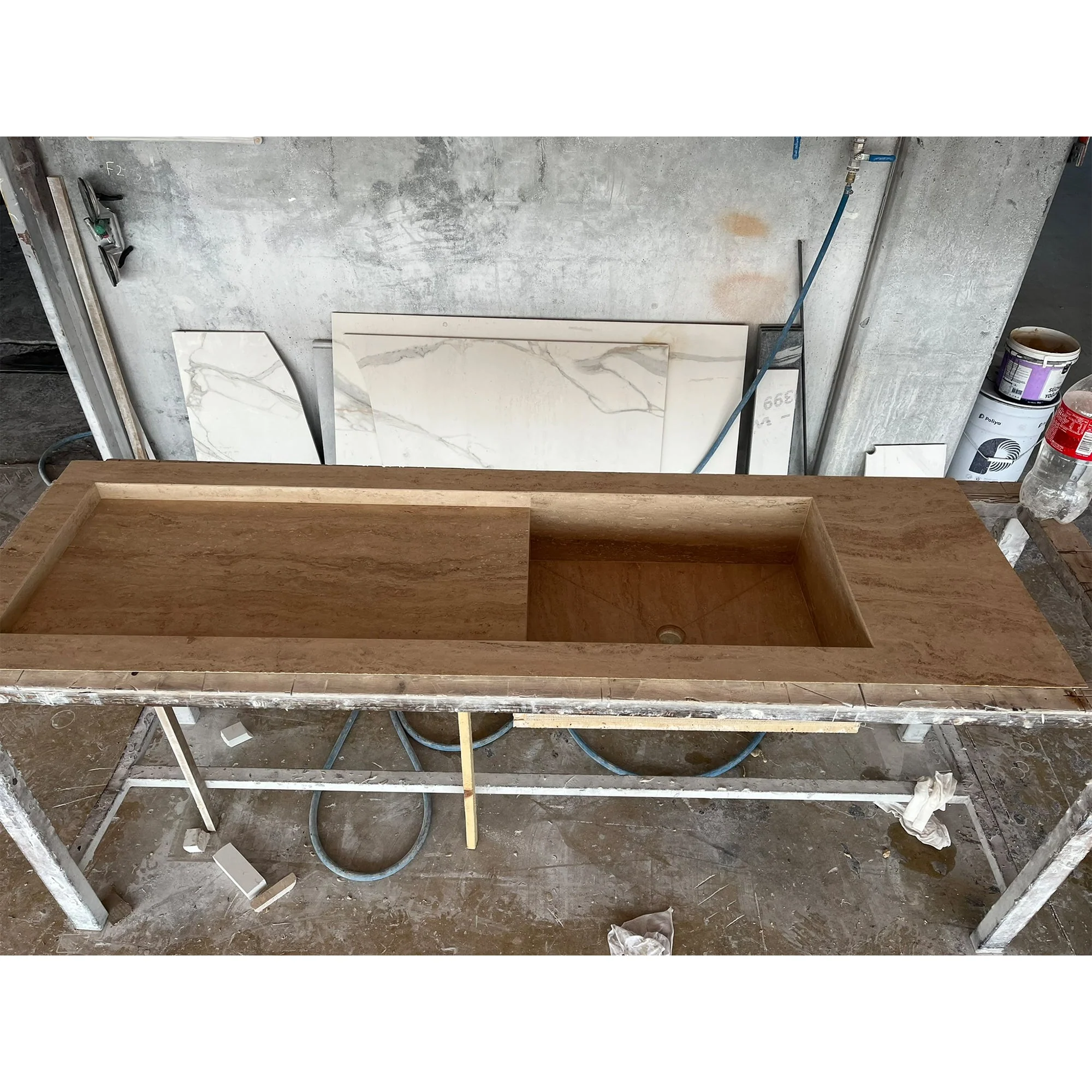 HANDCRAFTED CUSTOM TRAVERTINE SINK - 6 (TR-145) - Image 5
