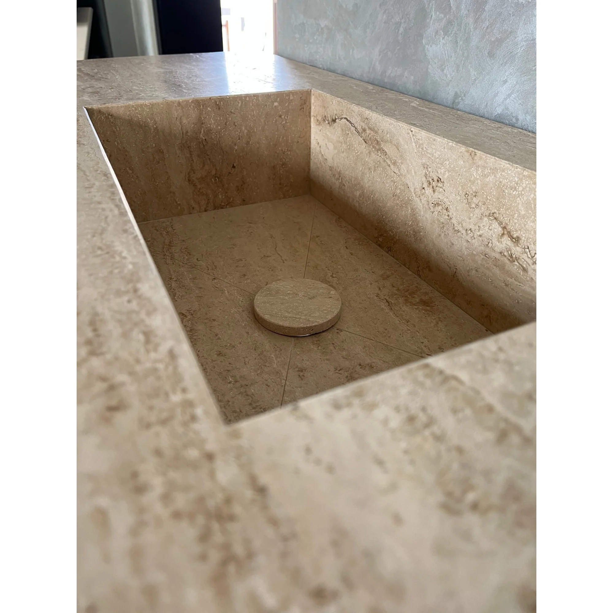 HANDCRAFTED CUSTOM TRAVERTINE SINK (TR-051) - Image 11