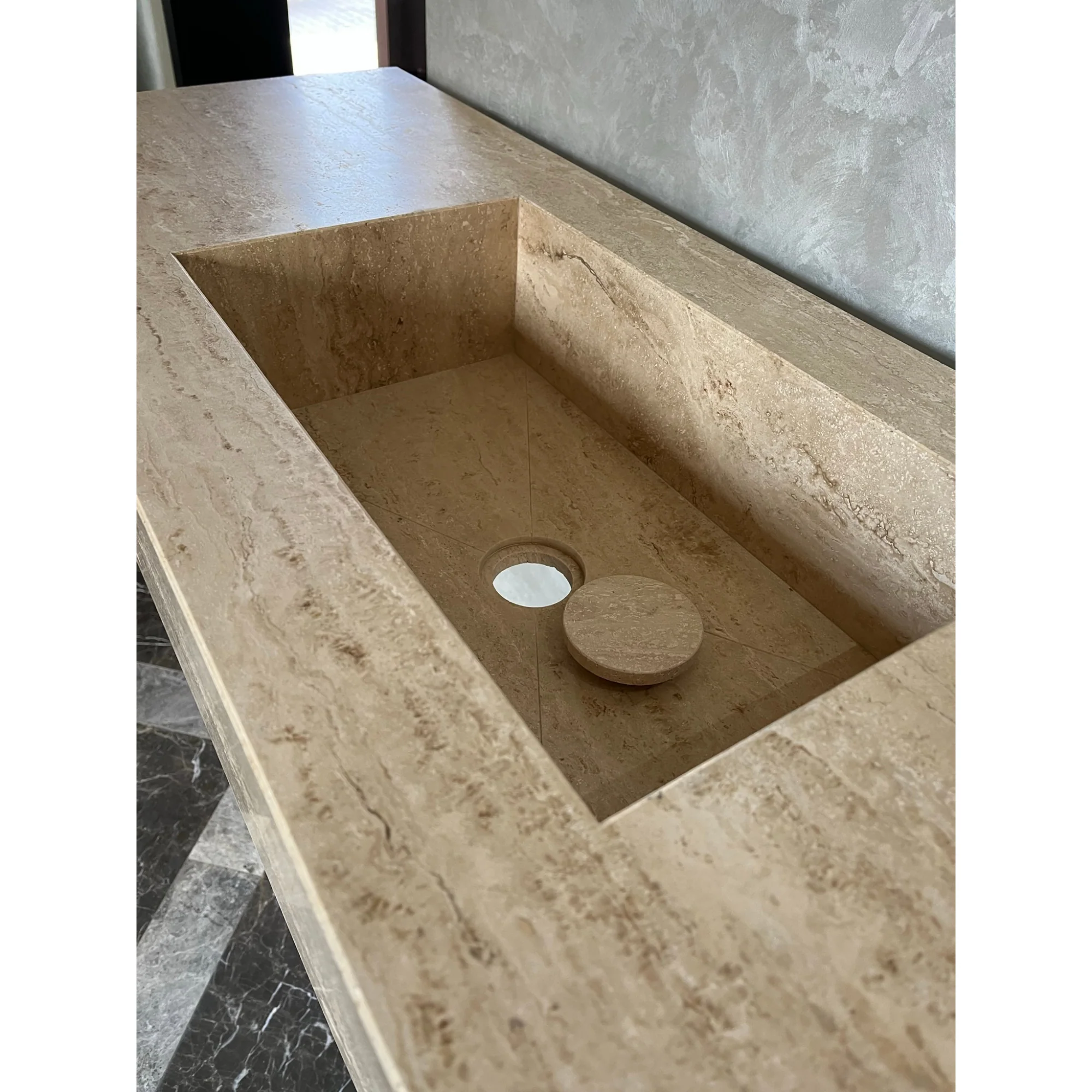 HANDCRAFTED CUSTOM TRAVERTINE SINK (TR-051) - Image 13