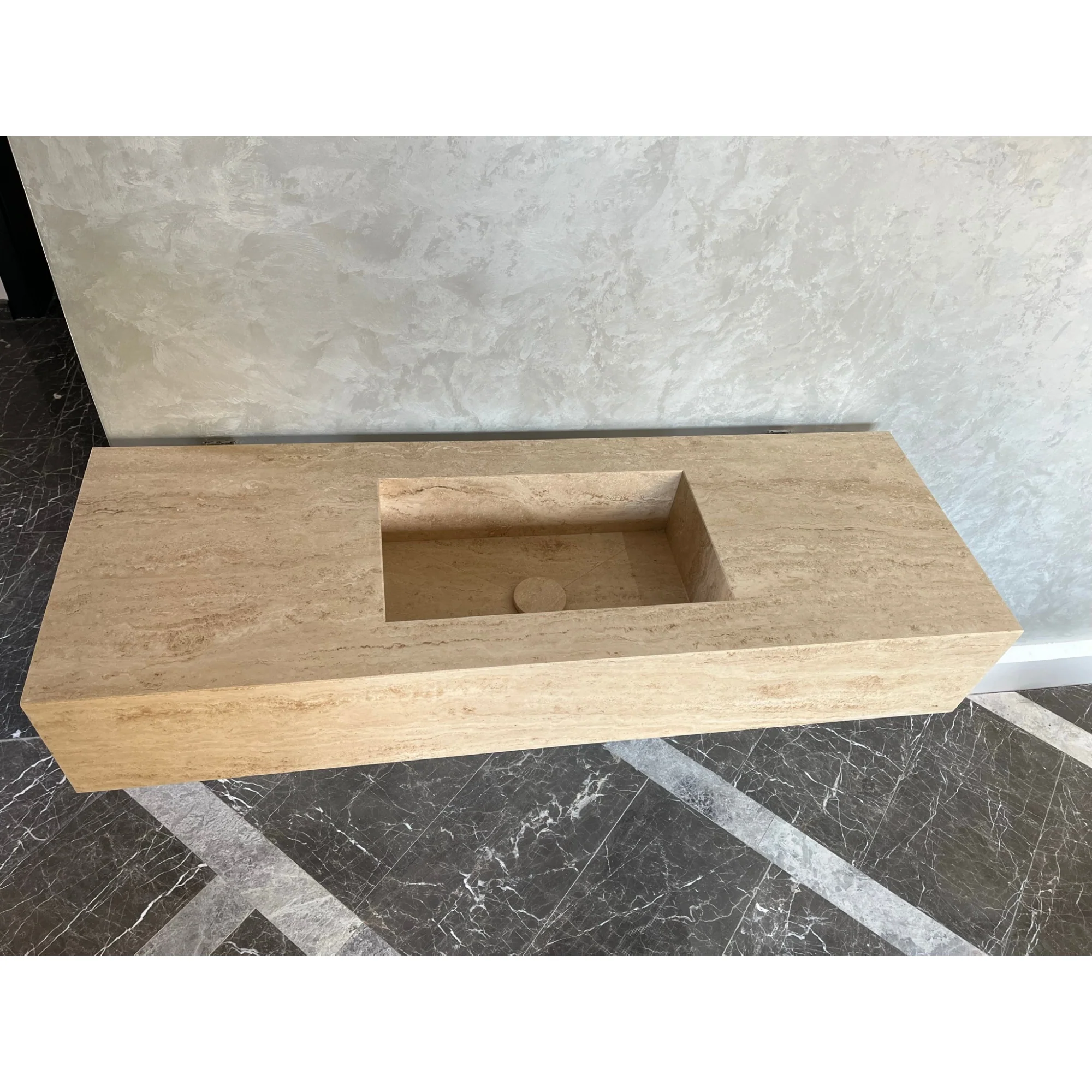 HANDCRAFTED CUSTOM TRAVERTINE SINK (TR-051) - Image 14