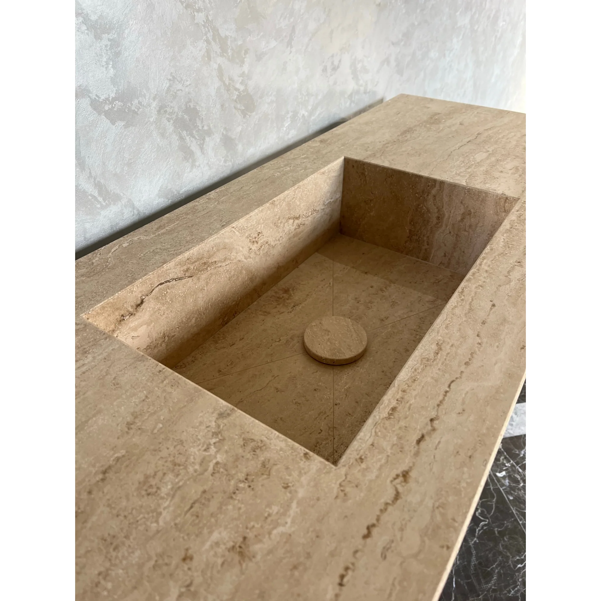 HANDCRAFTED CUSTOM TRAVERTINE SINK (TR-051) - Image 16