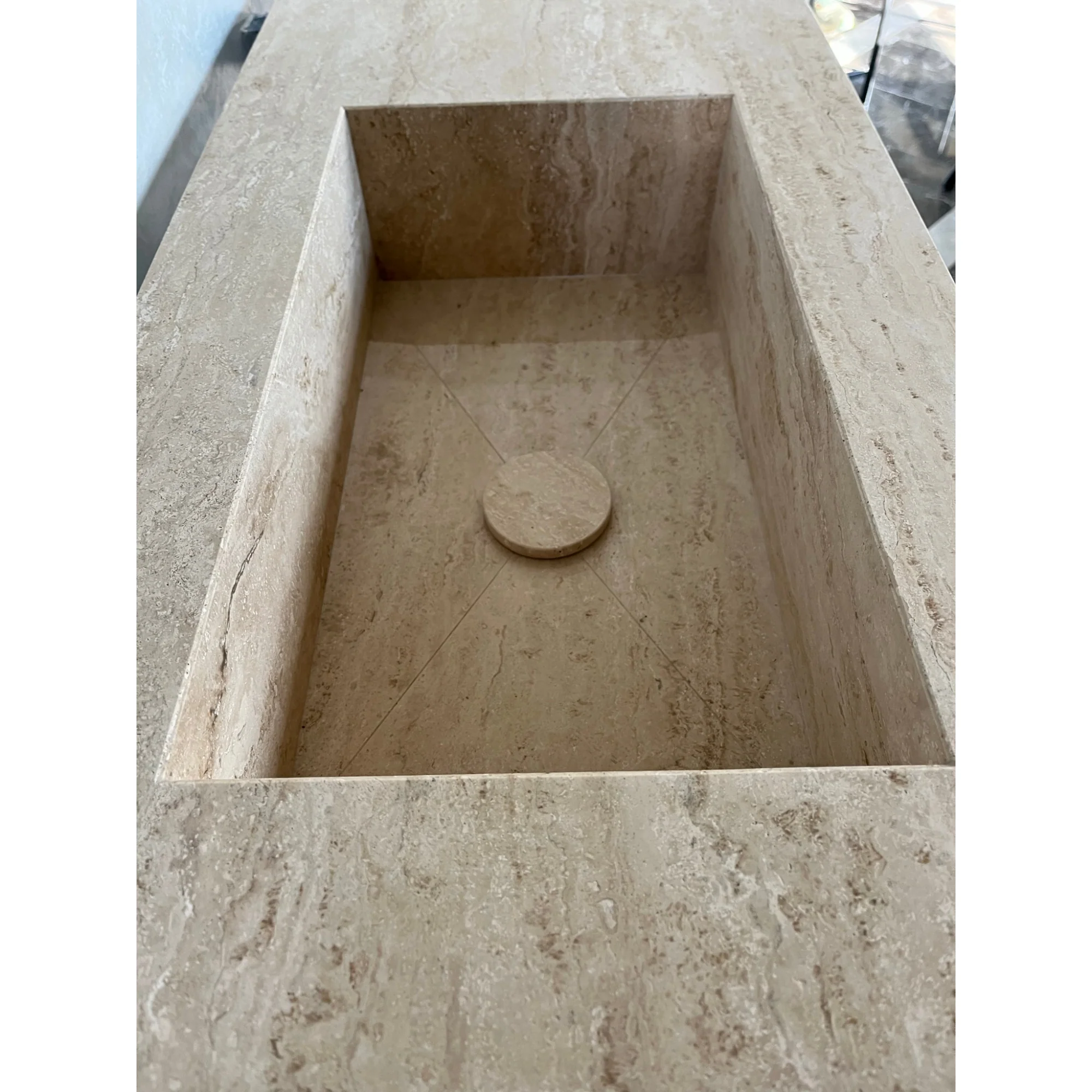 HANDCRAFTED CUSTOM TRAVERTINE SINK (TR-051) - Image 19