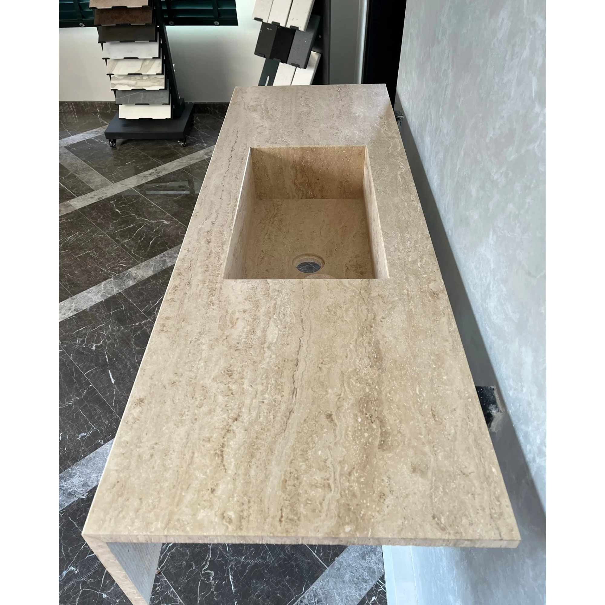 HANDCRAFTED CUSTOM TRAVERTINE SINK (TR-051) - Image 2