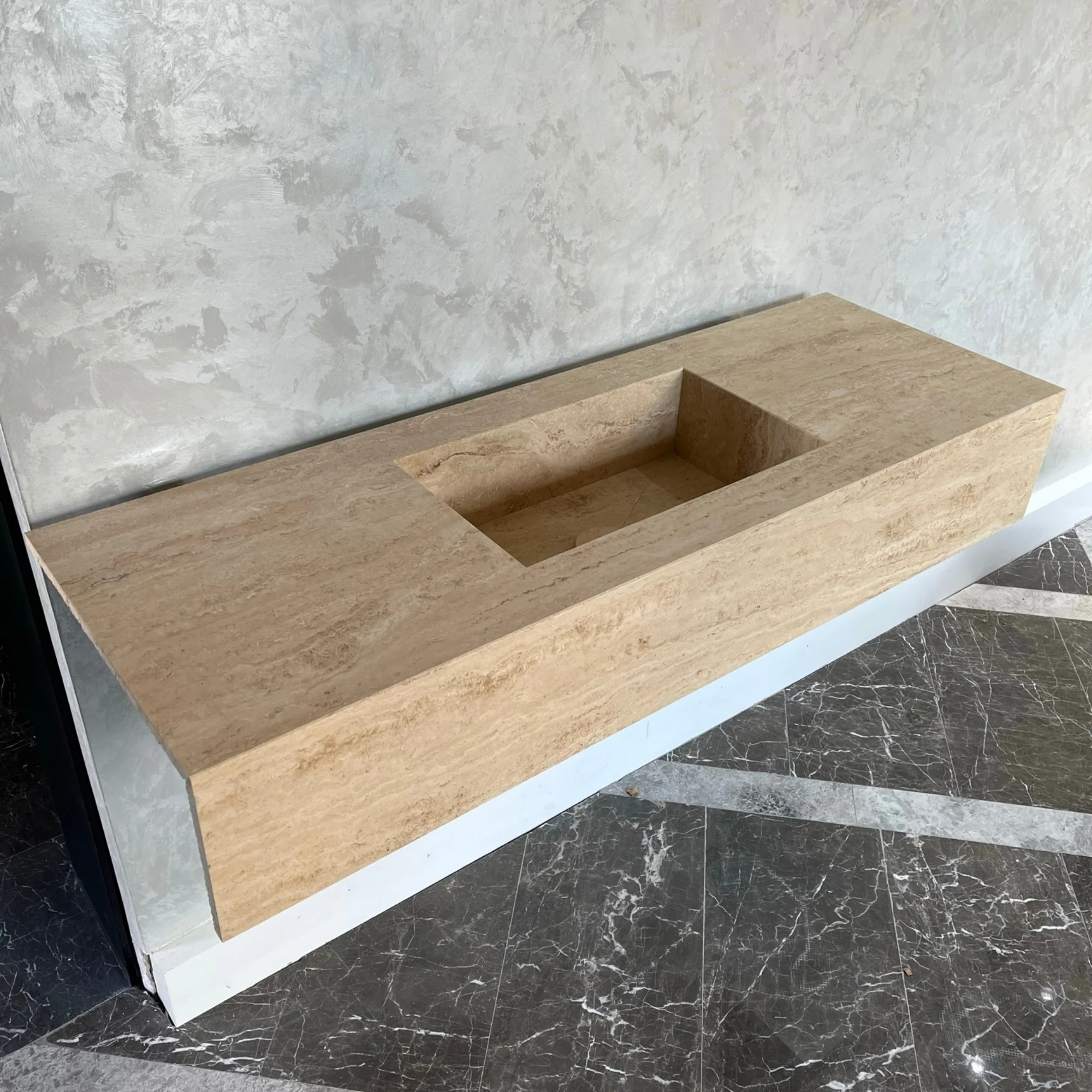HANDCRAFTED CUSTOM TRAVERTINE SINK (TR-051) - Image 21