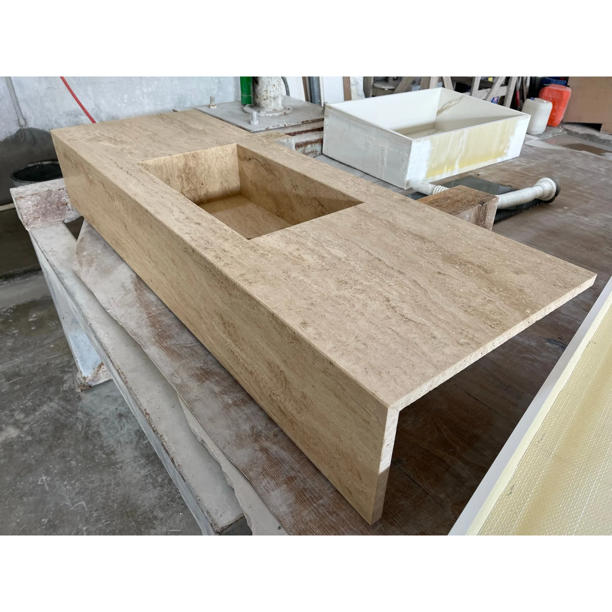 HANDCRAFTED CUSTOM TRAVERTINE SINK (TR-051) - Image 3